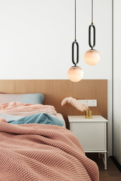Alabaster Ball Pendant Lamp, alternate view