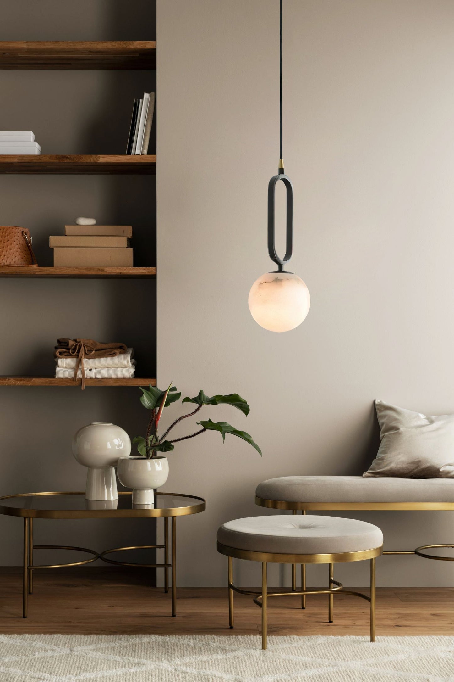 Alabaster Ball Pendant Lamp, view 7