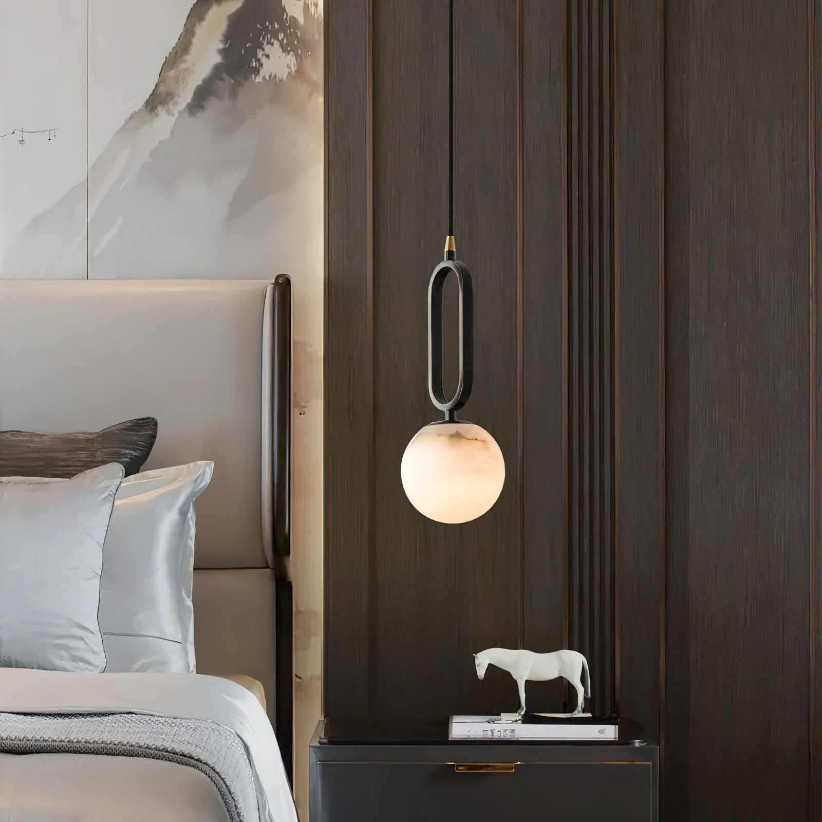 Alabaster Ball Pendant Lamp, view 4