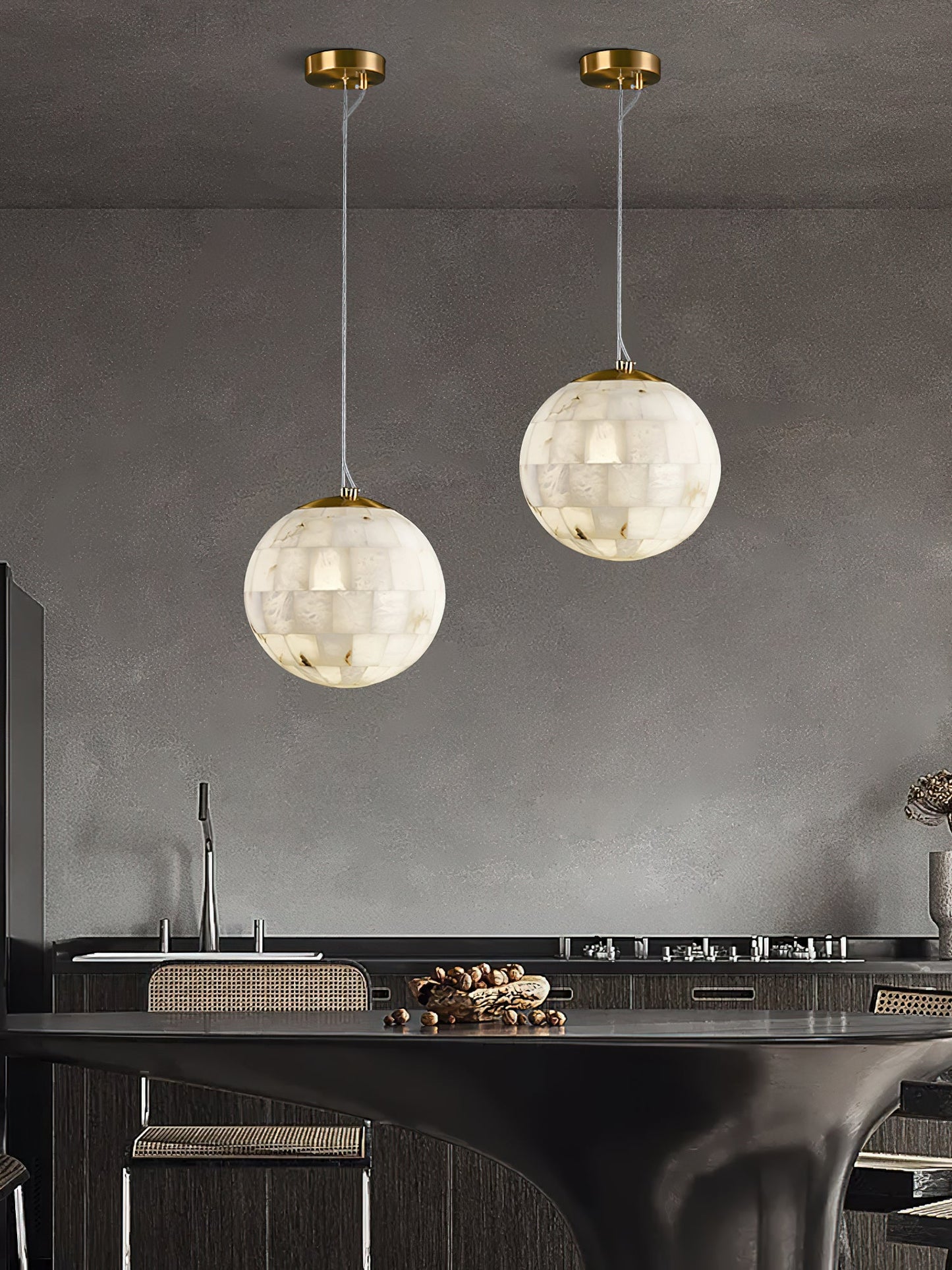 Alabaster Ball Pendant Light, view 9