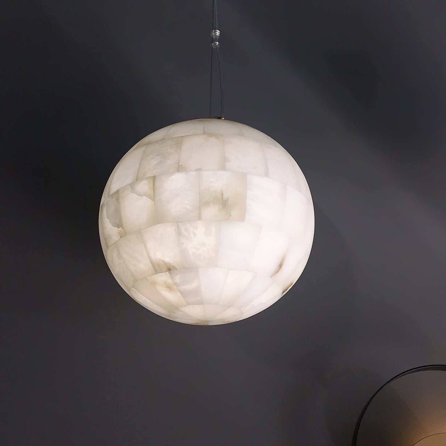 Alabaster Ball Pendant Light, detail