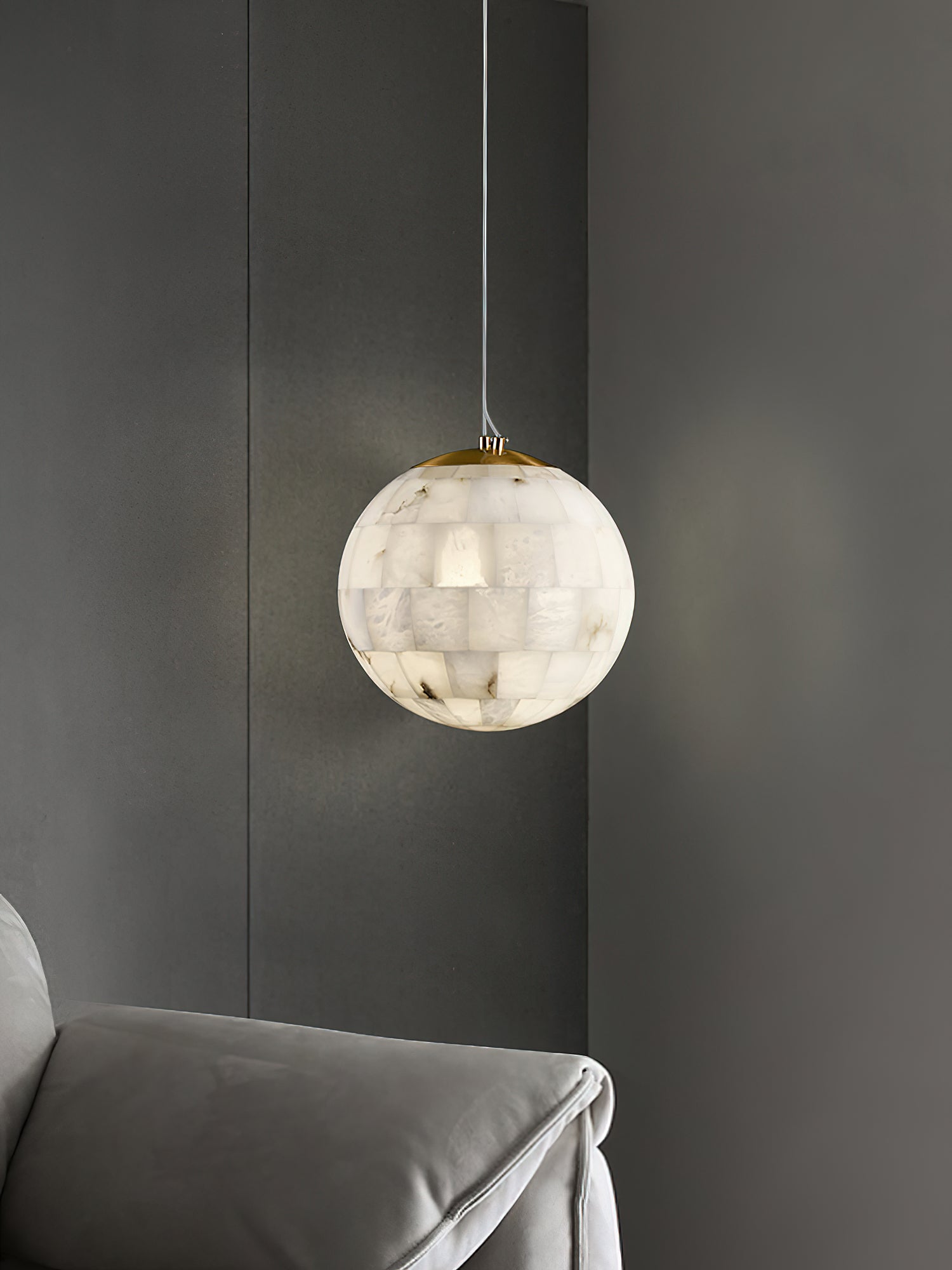 Alabaster Ball Pendant Light, view 4