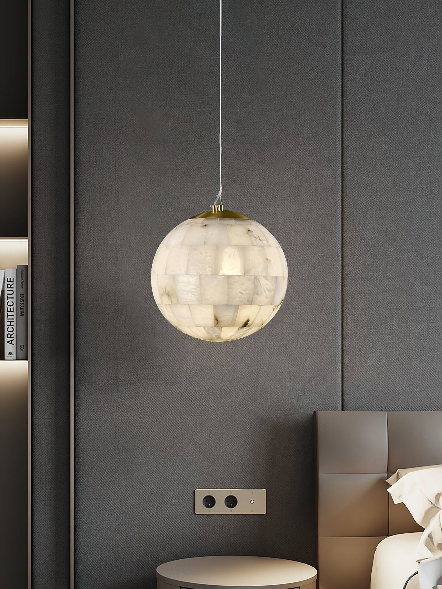Alabaster Ball Pendant Light, view 6