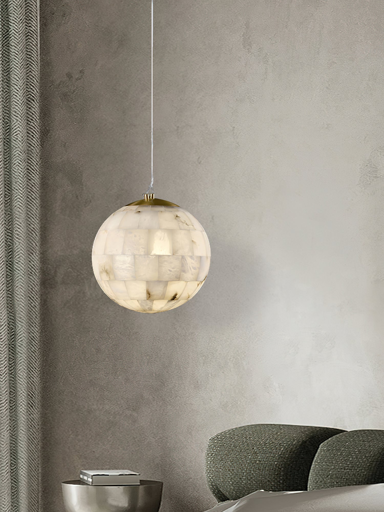 Alabaster Ball Pendant Light, view 7