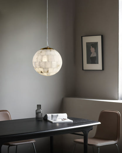 Alabaster Ball Pendant Light, alternate view