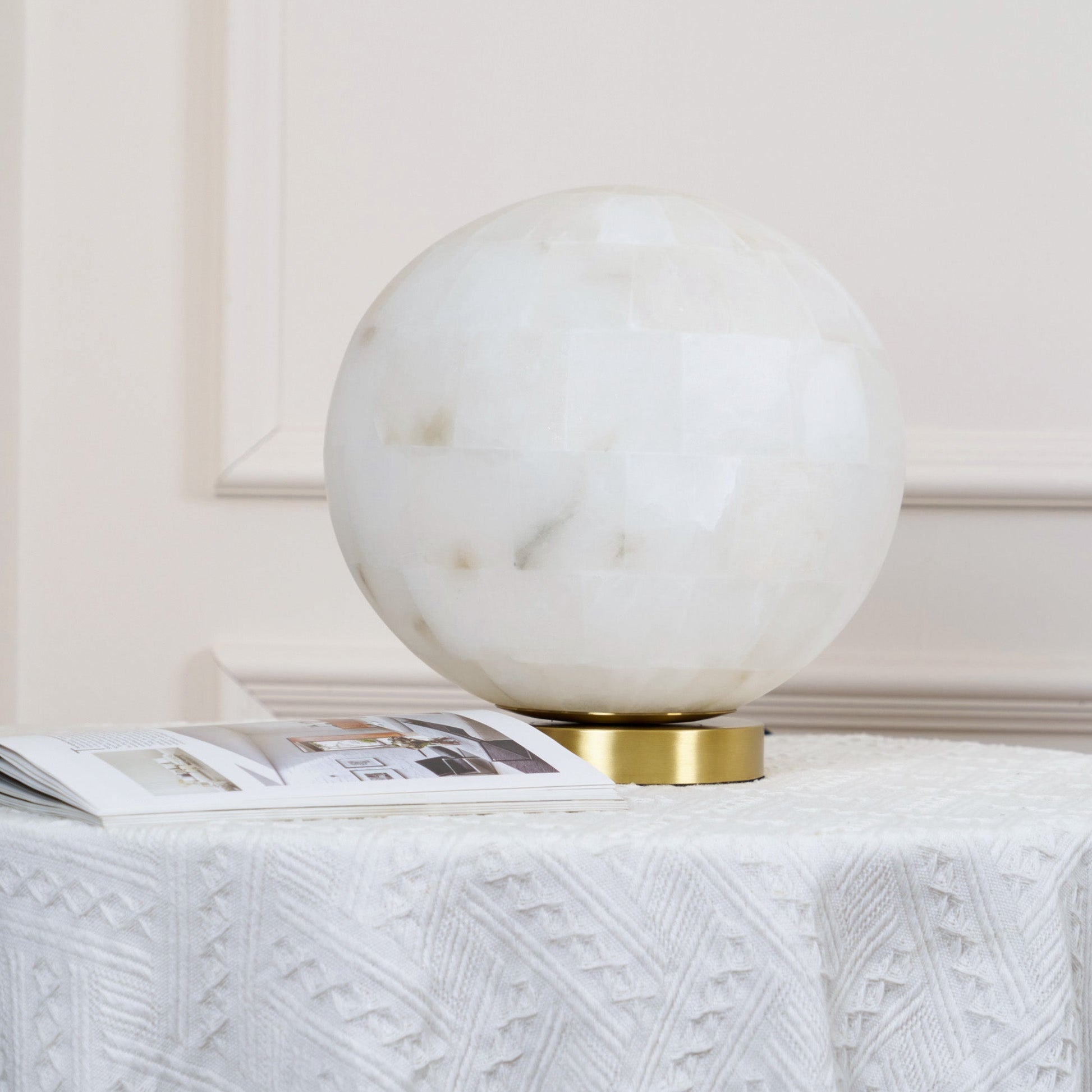 Alabaster Ball Table Lamp, alternate view