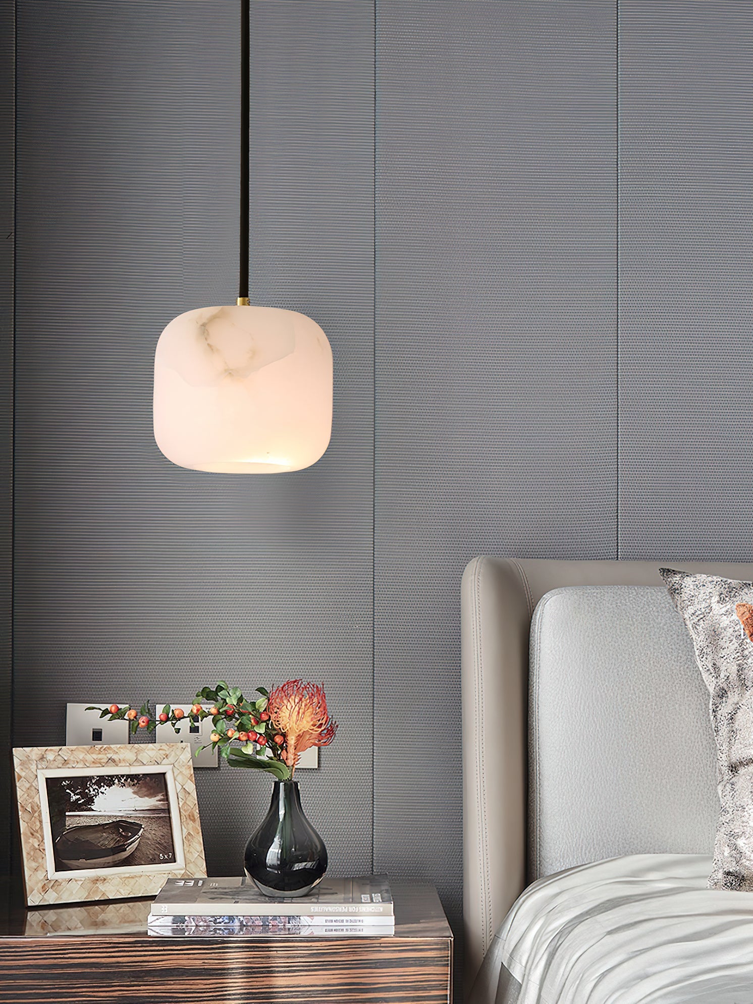 Alabaster Bedside Pendant Light, view 21