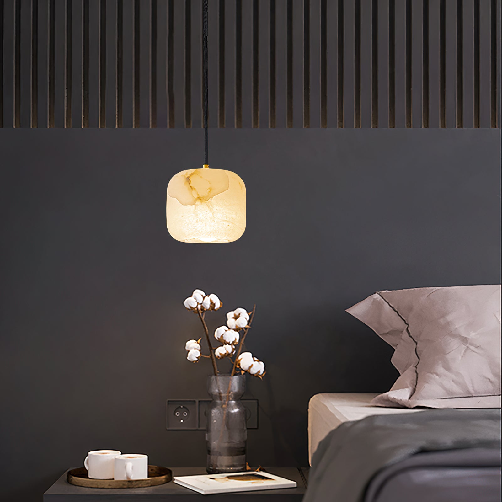 Alabaster Bedside Pendant Light, view 6