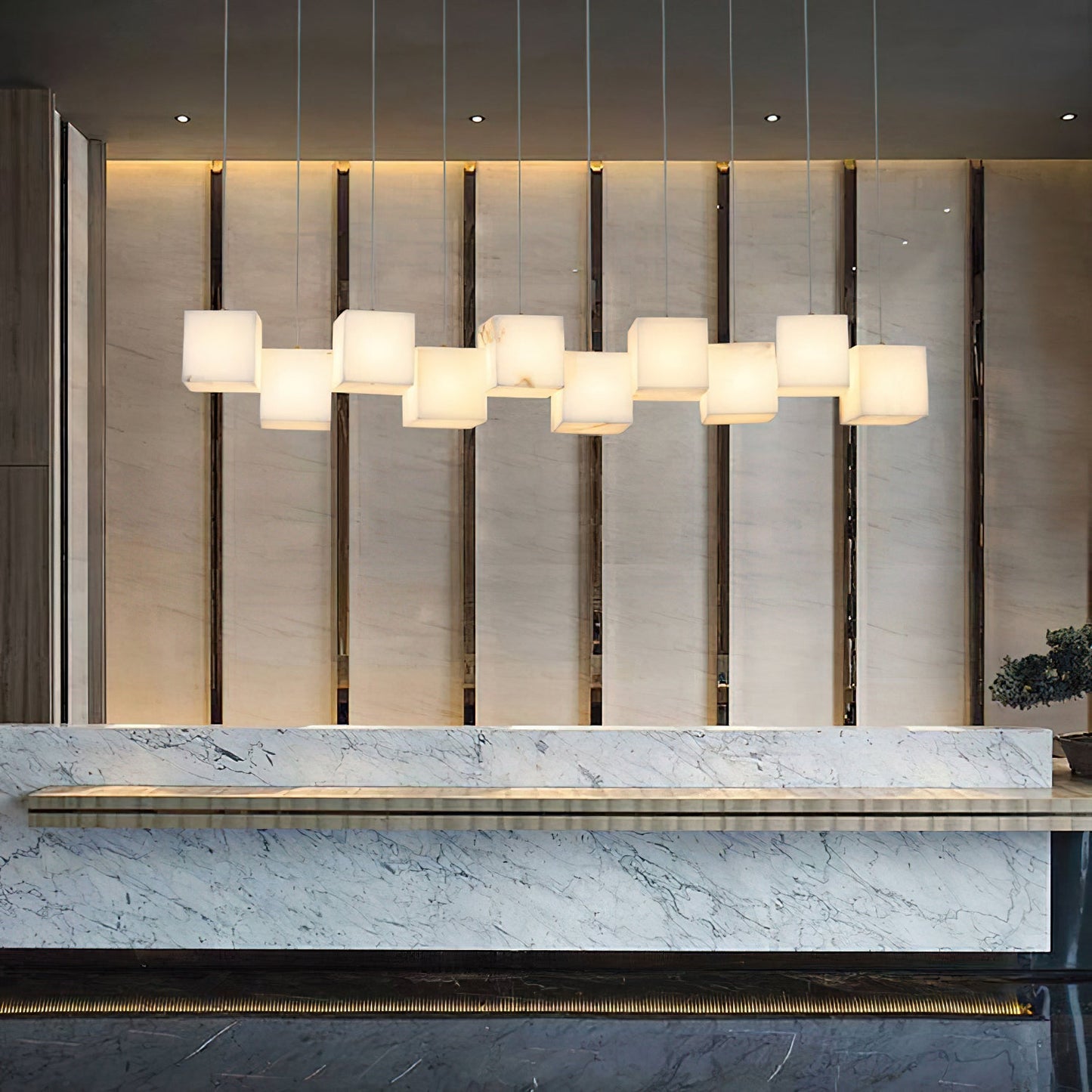 Alabaster Box Linear Chandelier, view 9
