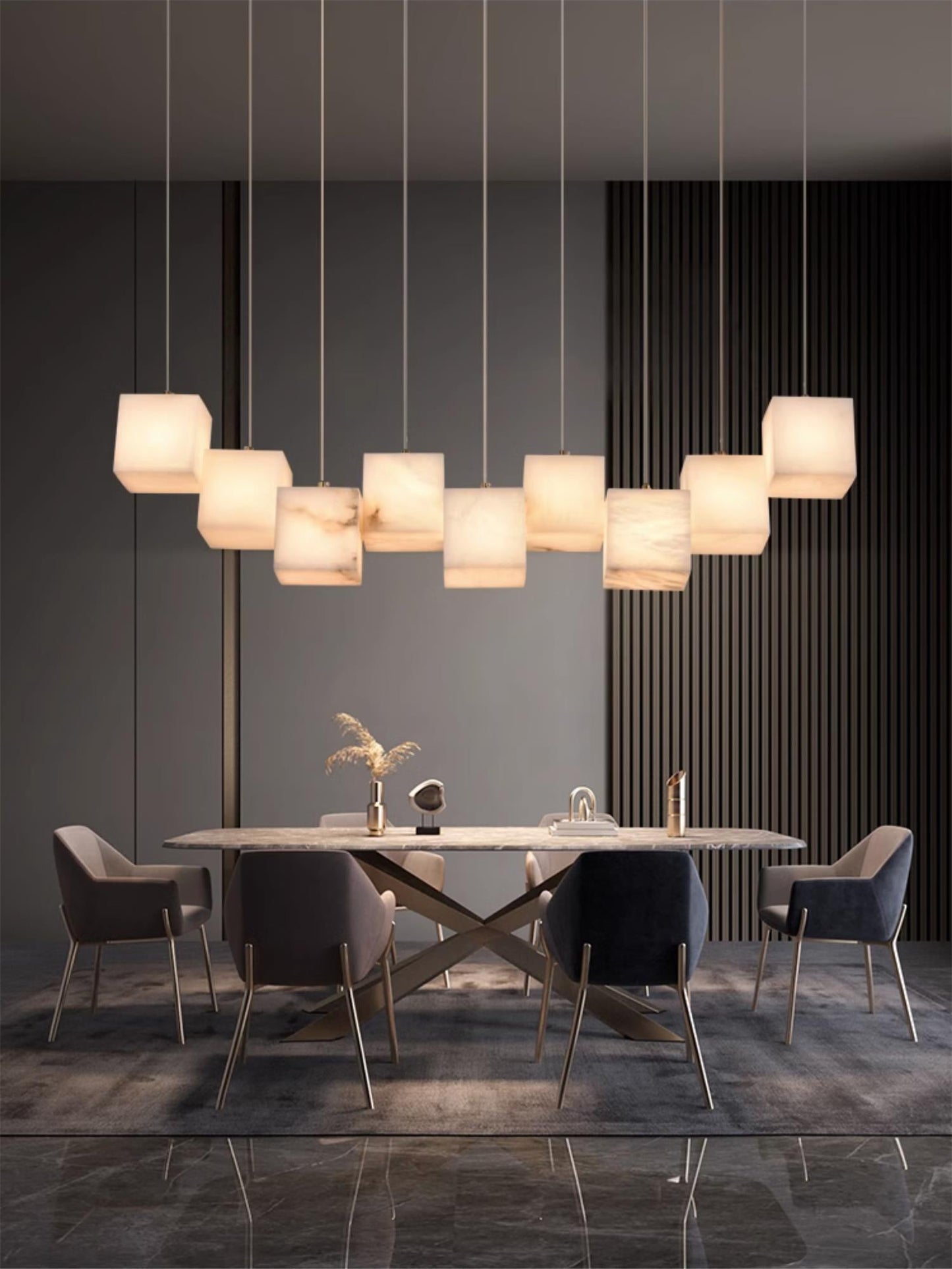 Alabaster Box Linear Chandelier, view 12