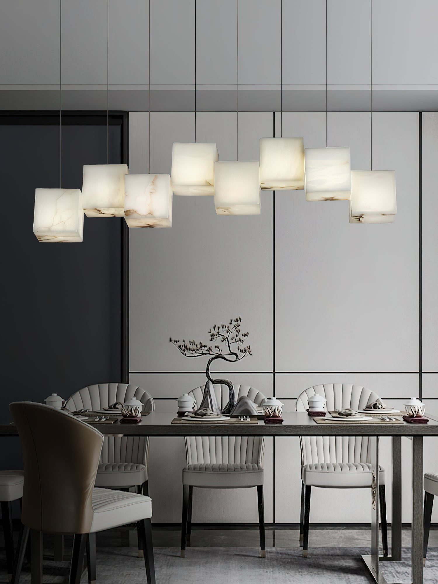 Alabaster Box Linear Chandelier, view 13