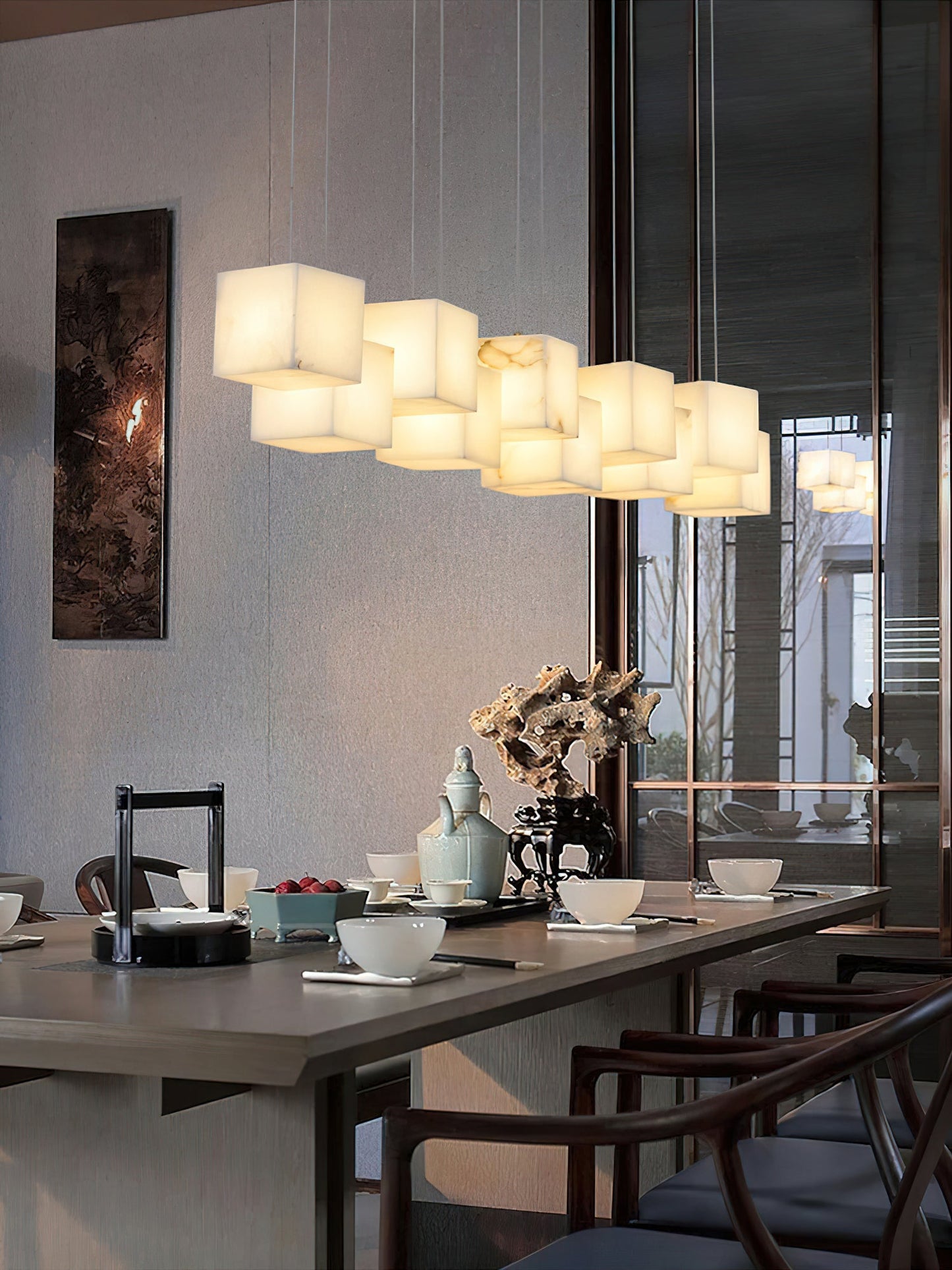 Alabaster Box Linear Chandelier, view 16