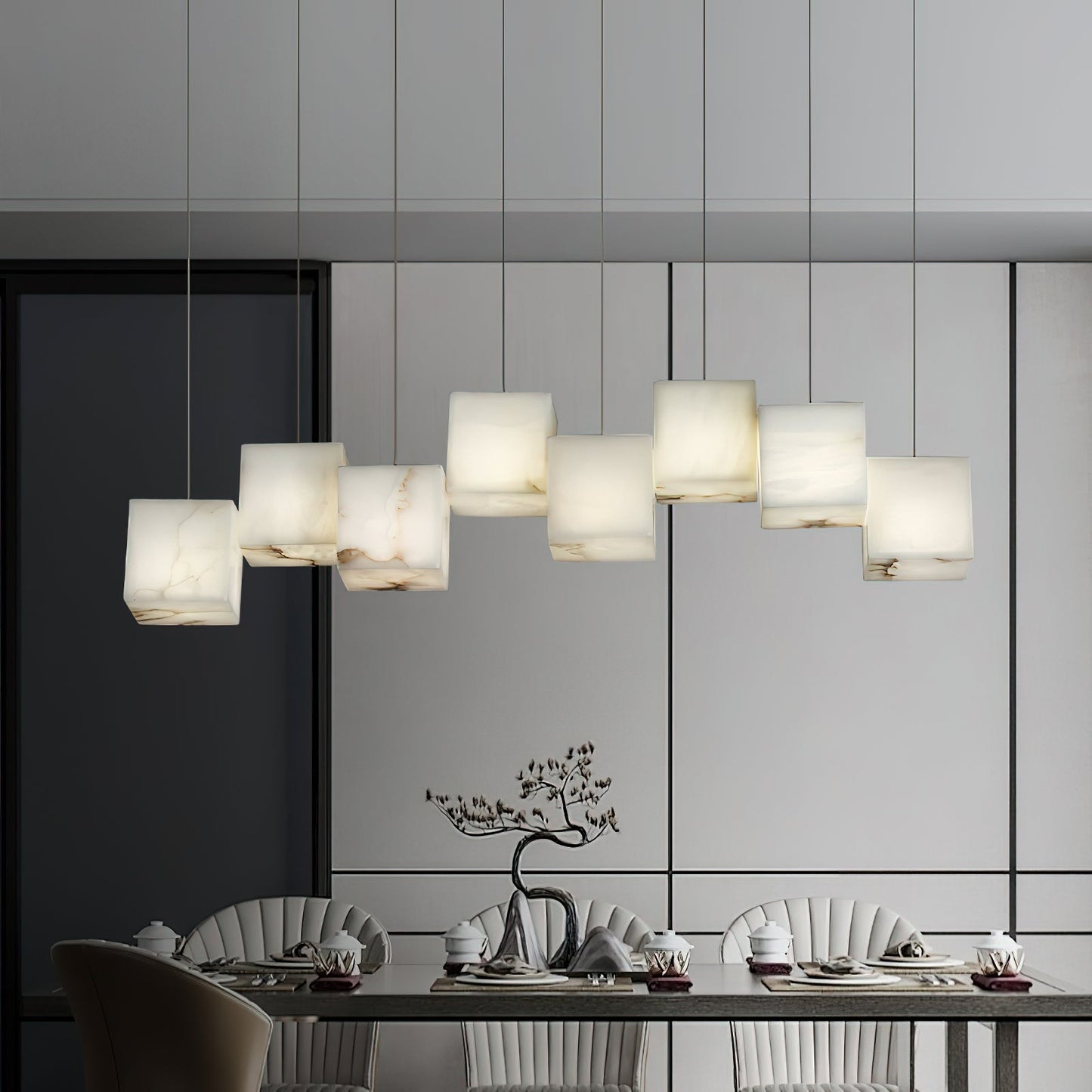 Alabaster Box Linear Chandelier, view 4
