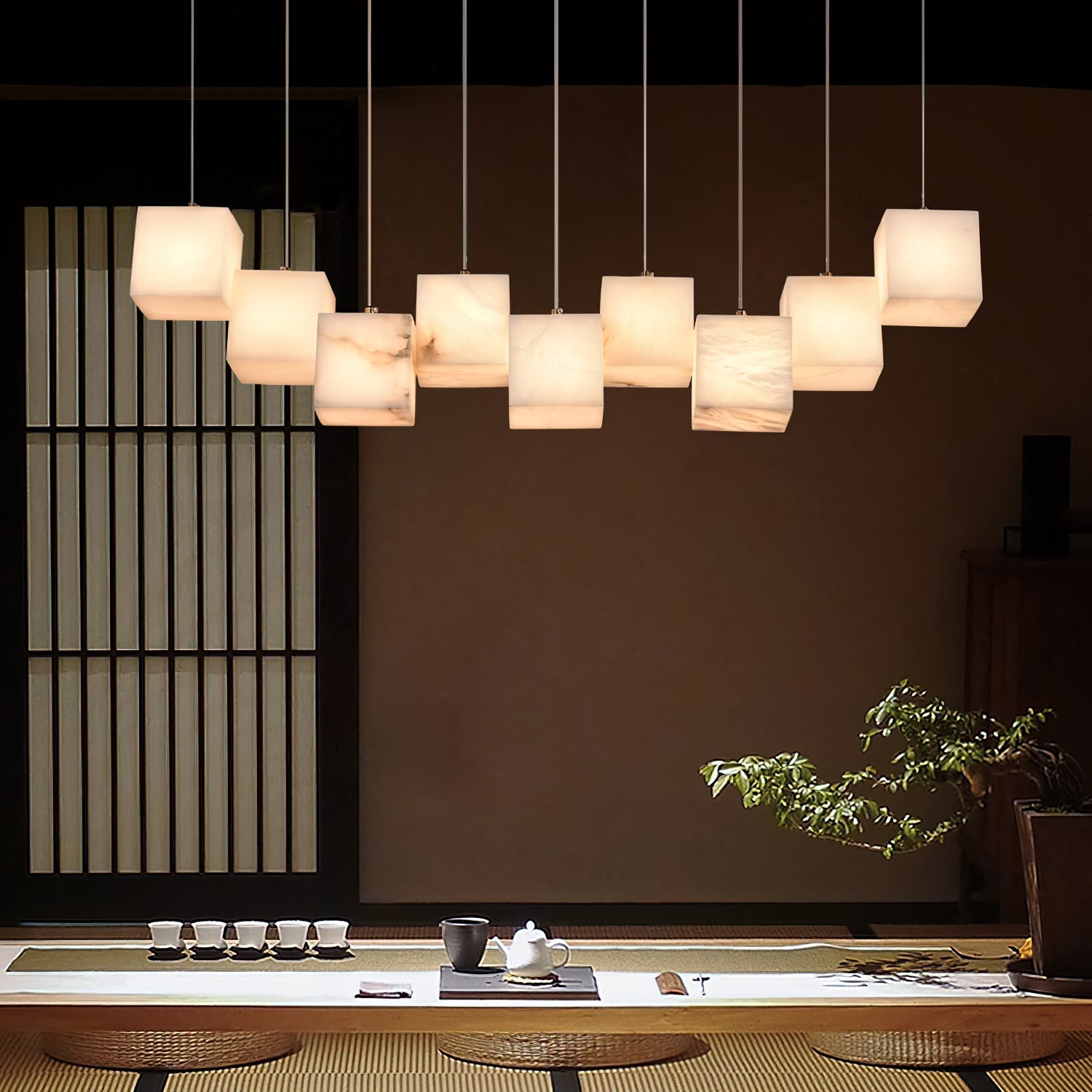Alabaster Box Linear Chandelier, view 6