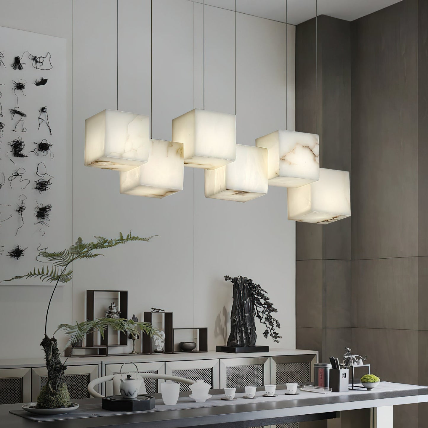 Alabaster Box Linear Chandelier, view 8