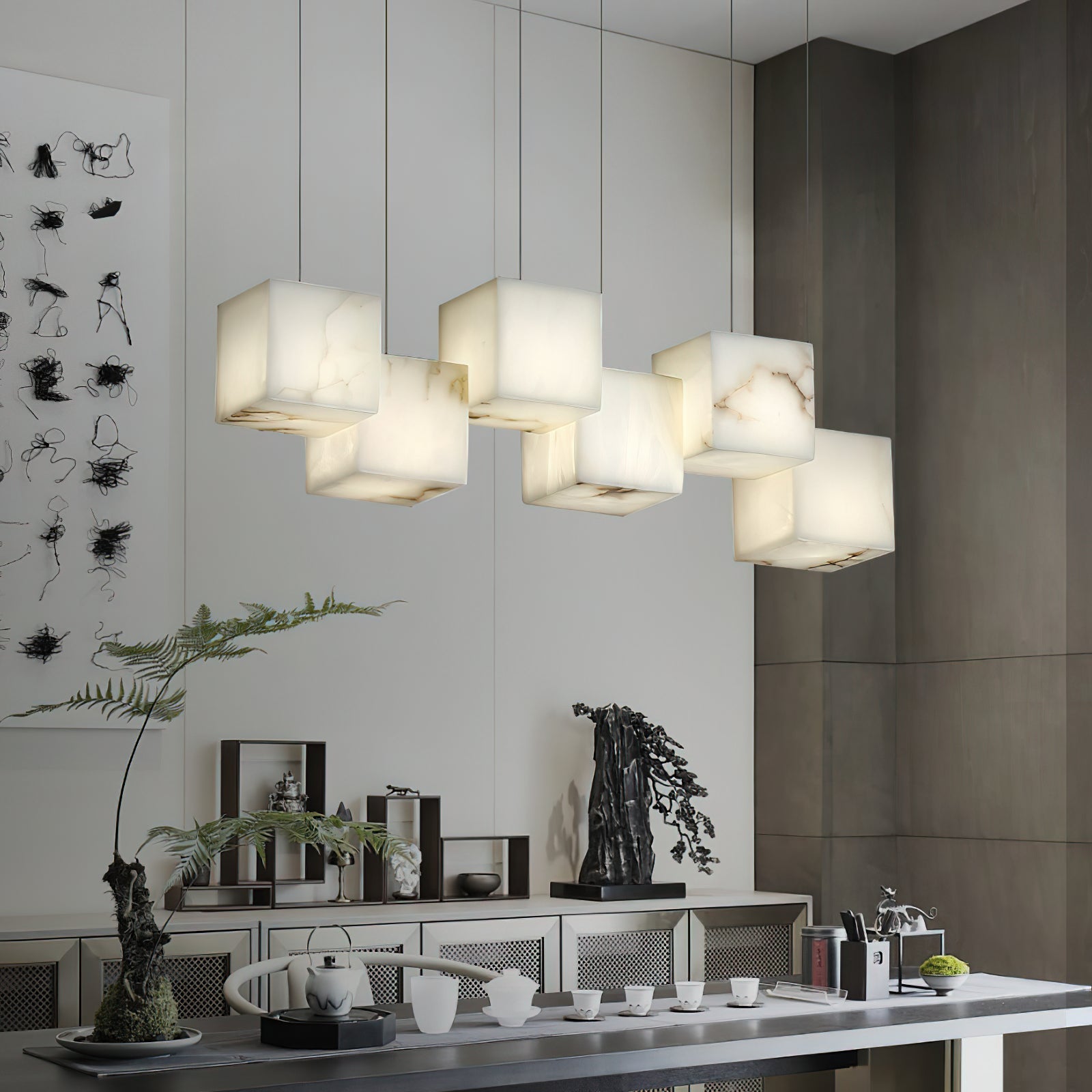 Alabaster Box Linear Chandelier, view 8