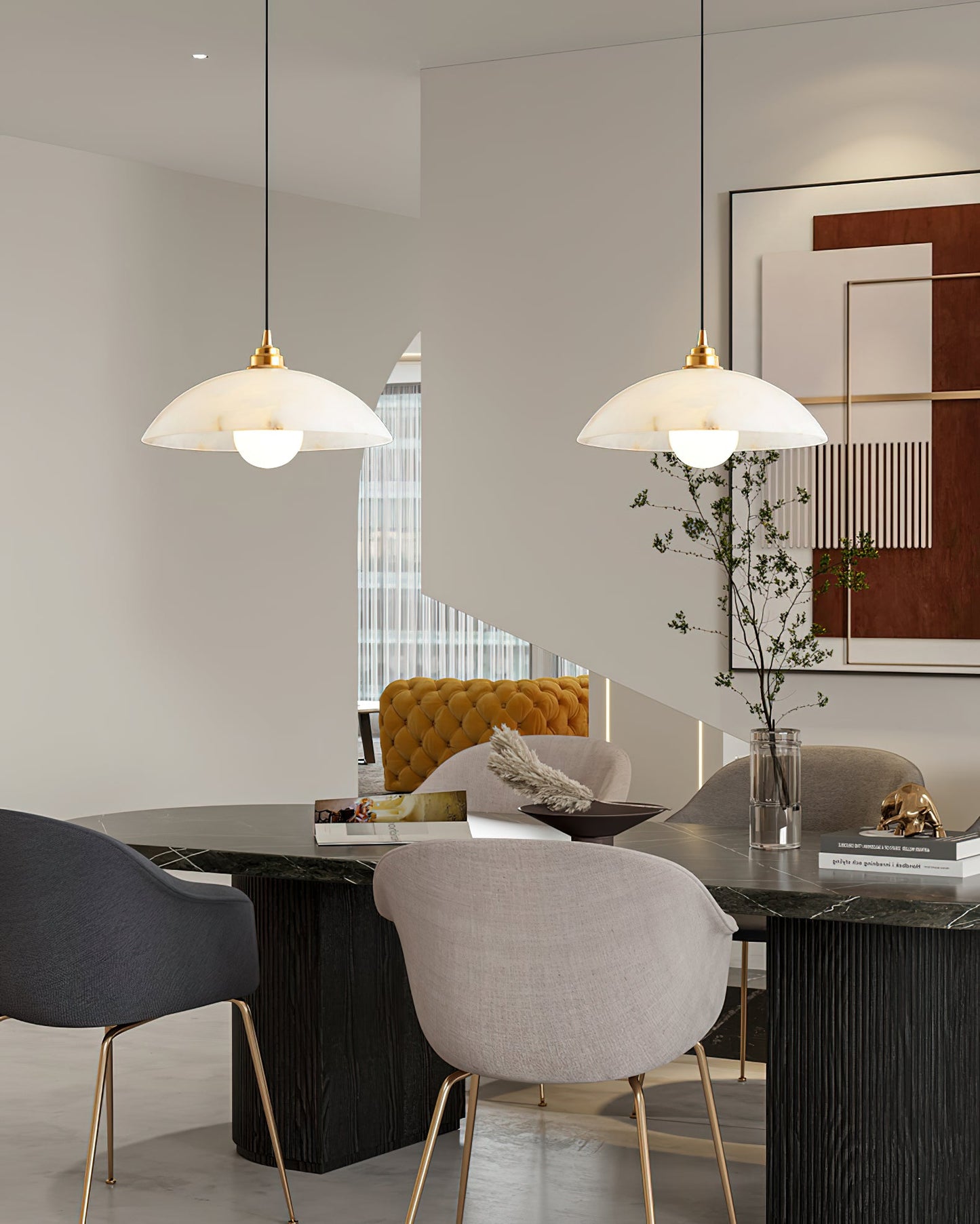 Alabaster Dome Pendant Light, view 20