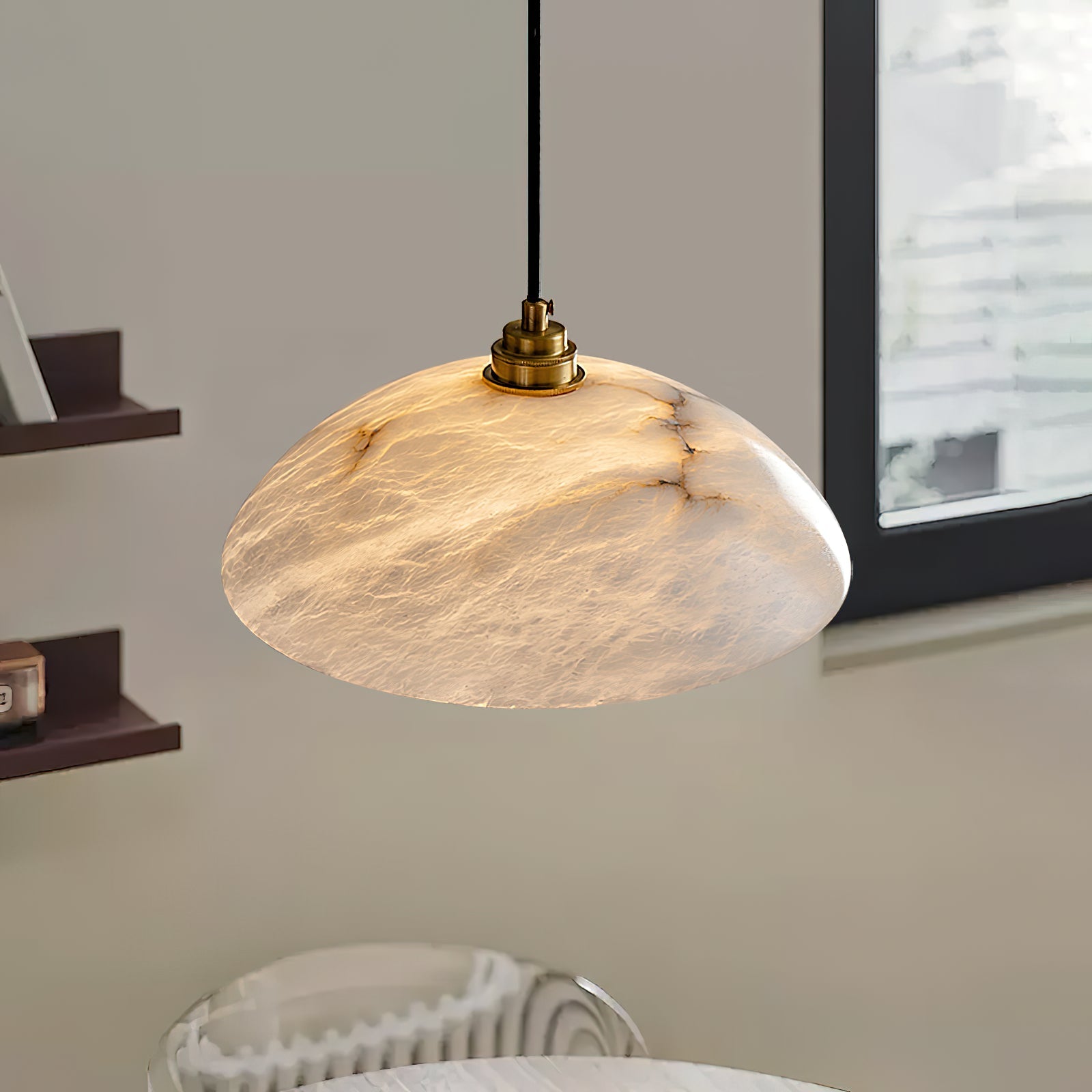 Alabaster Dome Pendant Light, view 17