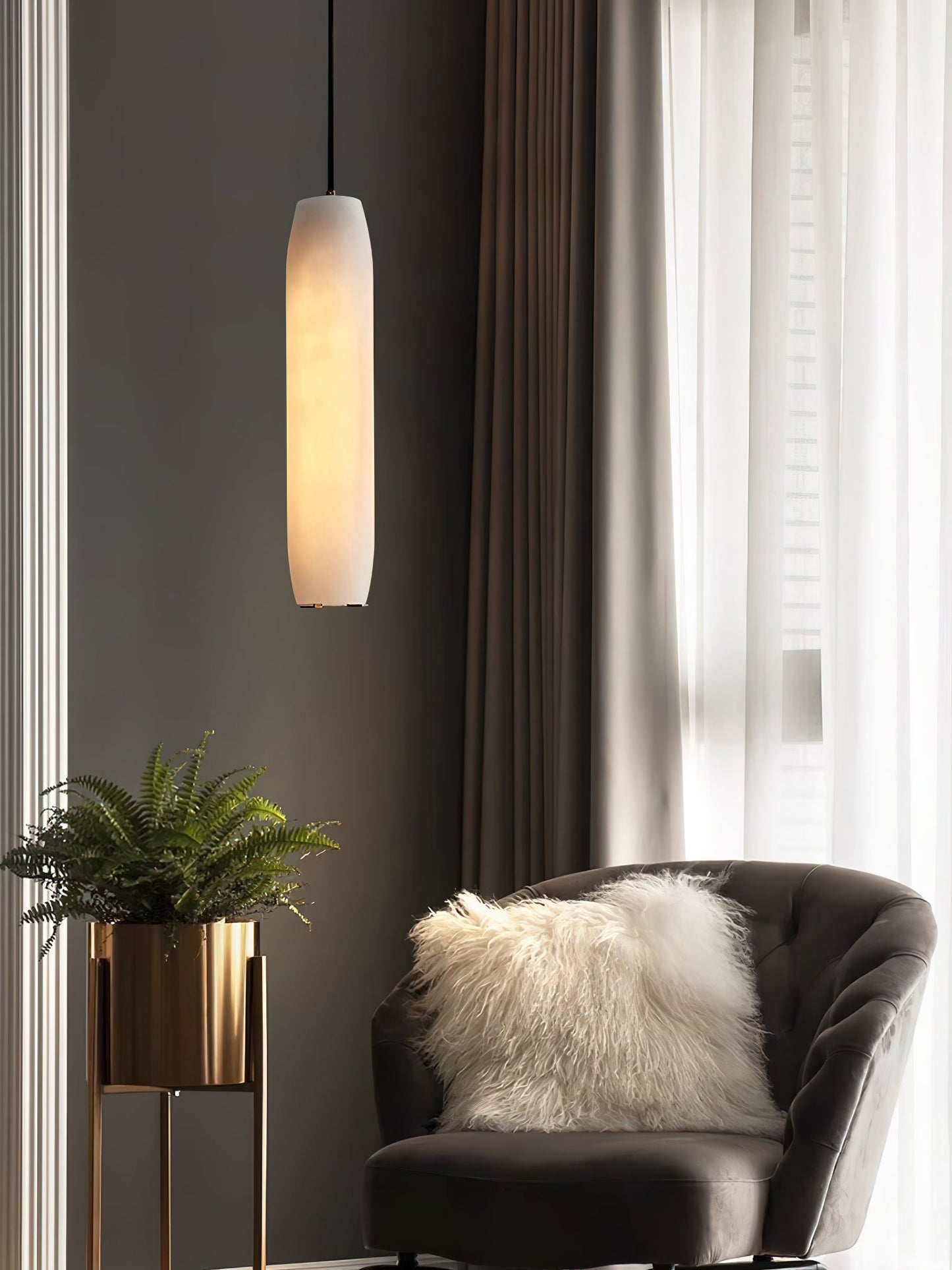 Alabaster Flute Pendant Light, view 13