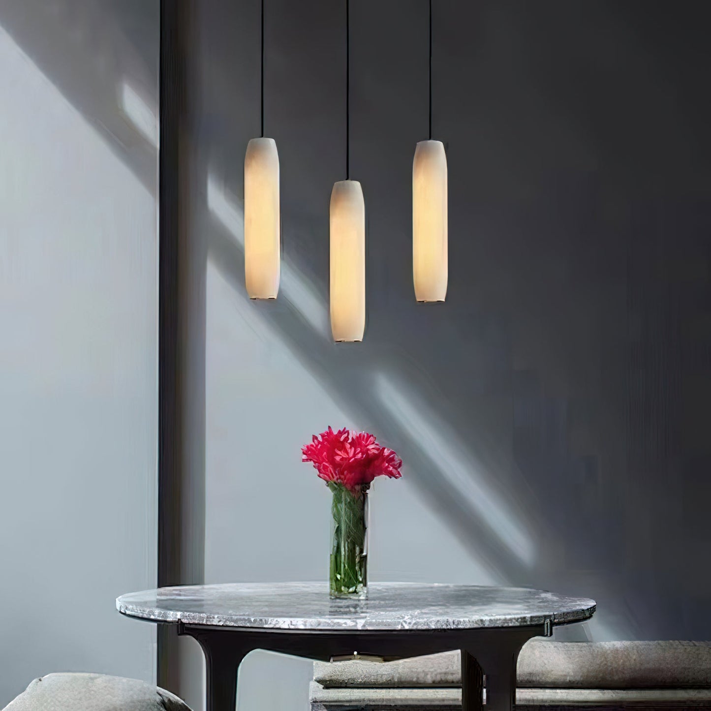 Alabaster Flute Pendant Light, alternate view