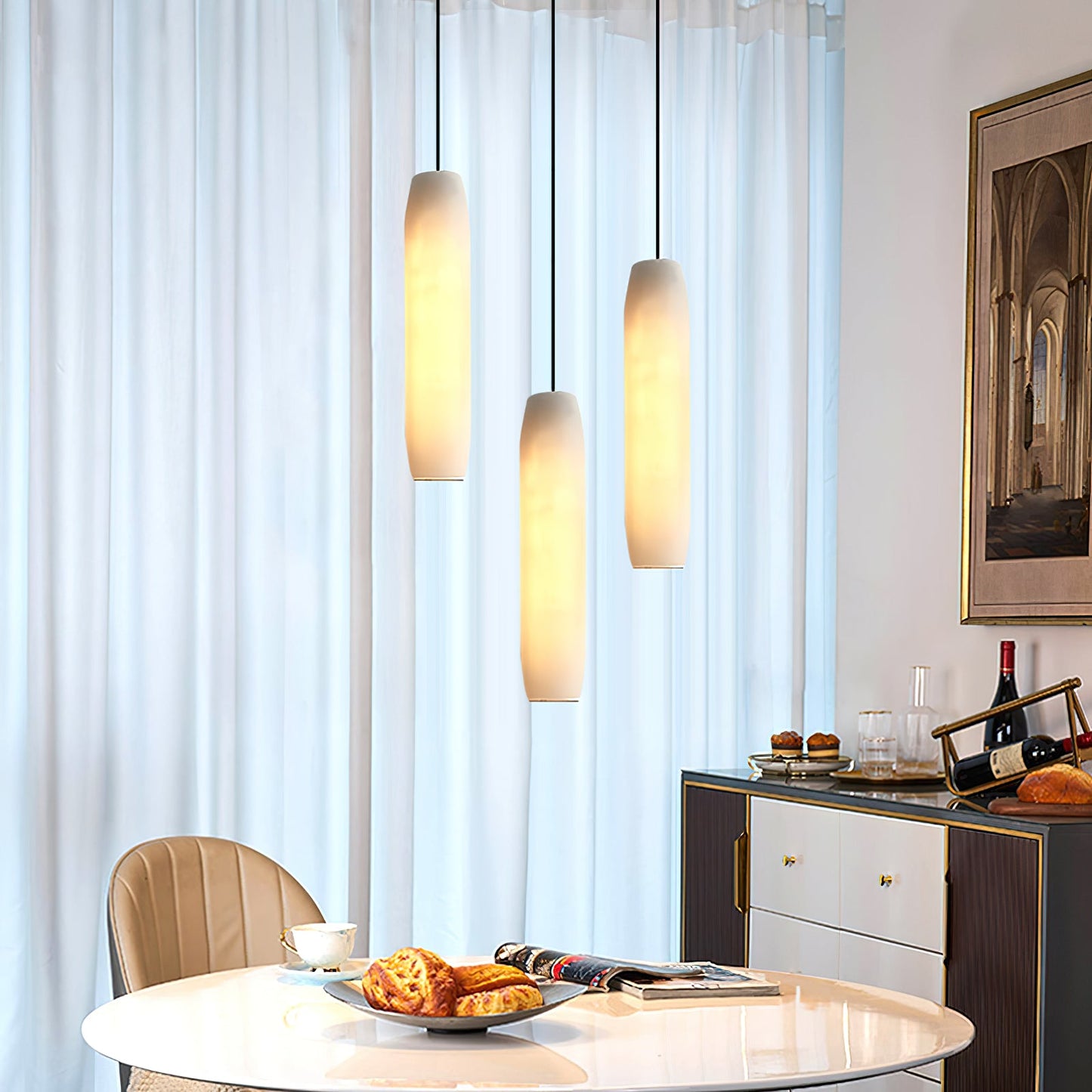 Alabaster Flute Pendant Light, view 7