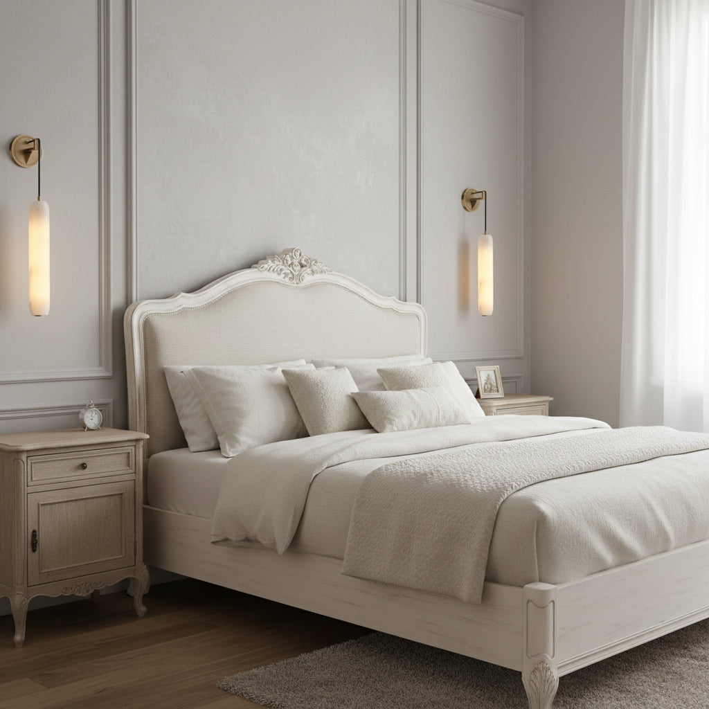 Alabaster Flute Wall Lamp – Dimmable, detail