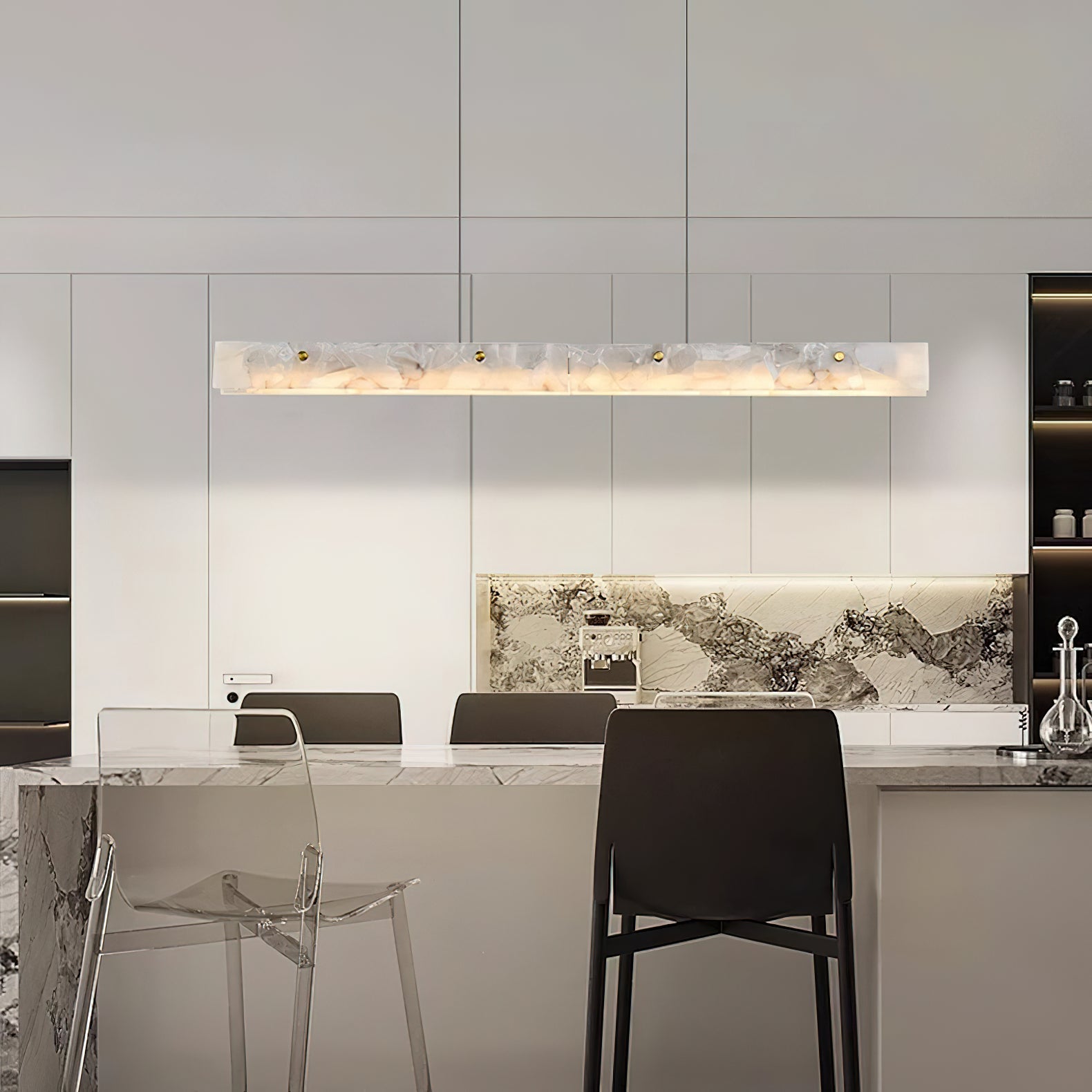 Alabaster LED Linear Pendant Light – Dimmable, alternate view