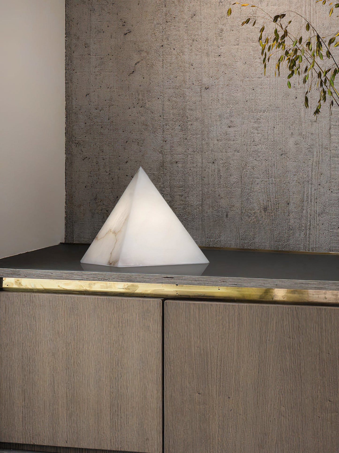 Alabaster Pyramid Table Lamp – Dimmable, view 10