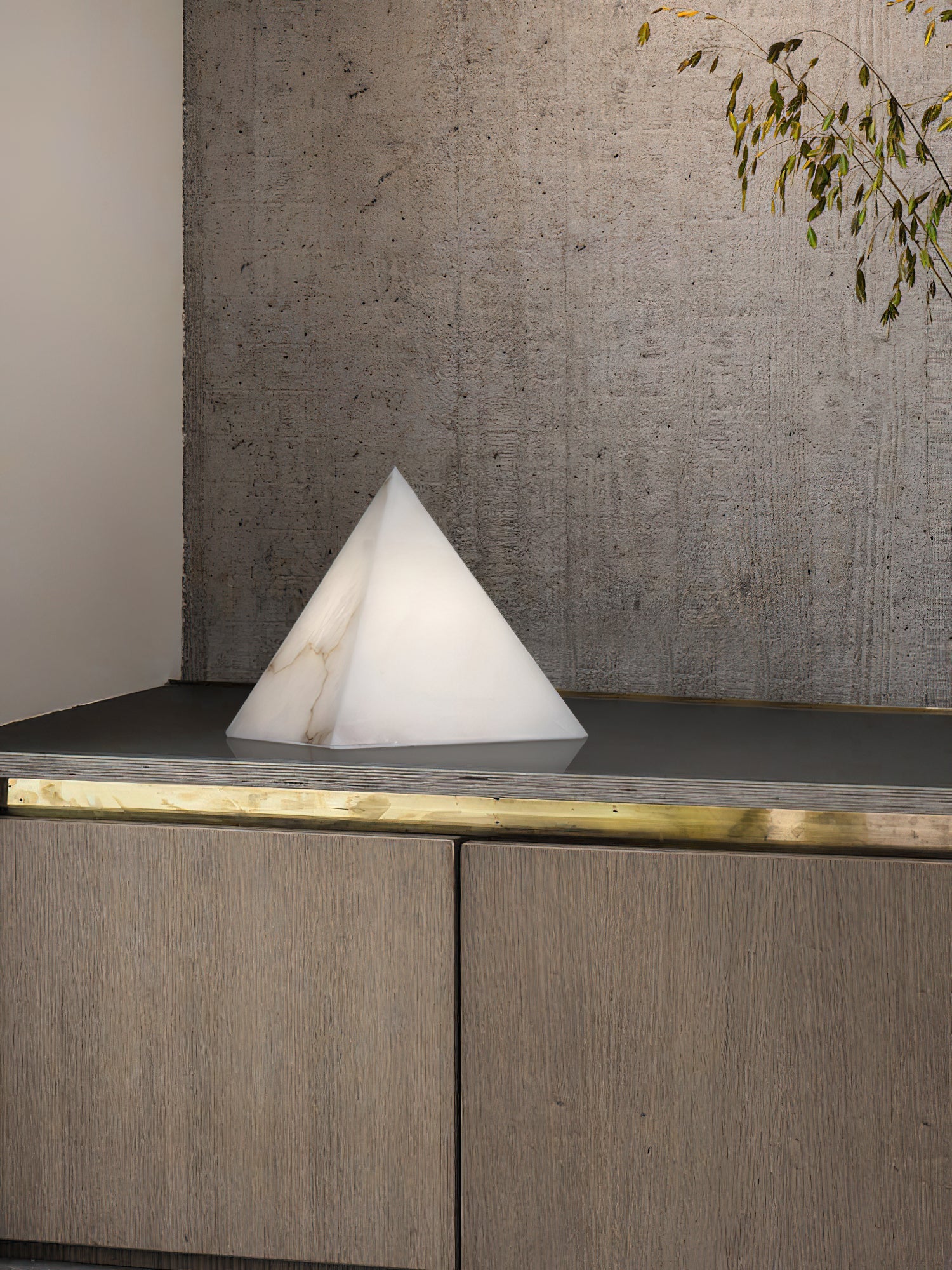 Alabaster Pyramid Table Lamp – Dimmable, view 10
