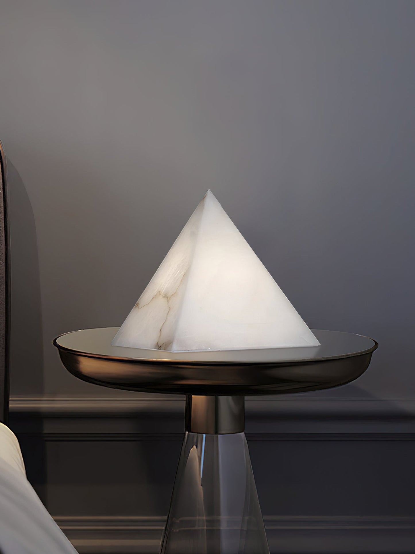 Alabaster Pyramid Table Lamp – Dimmable, view 11