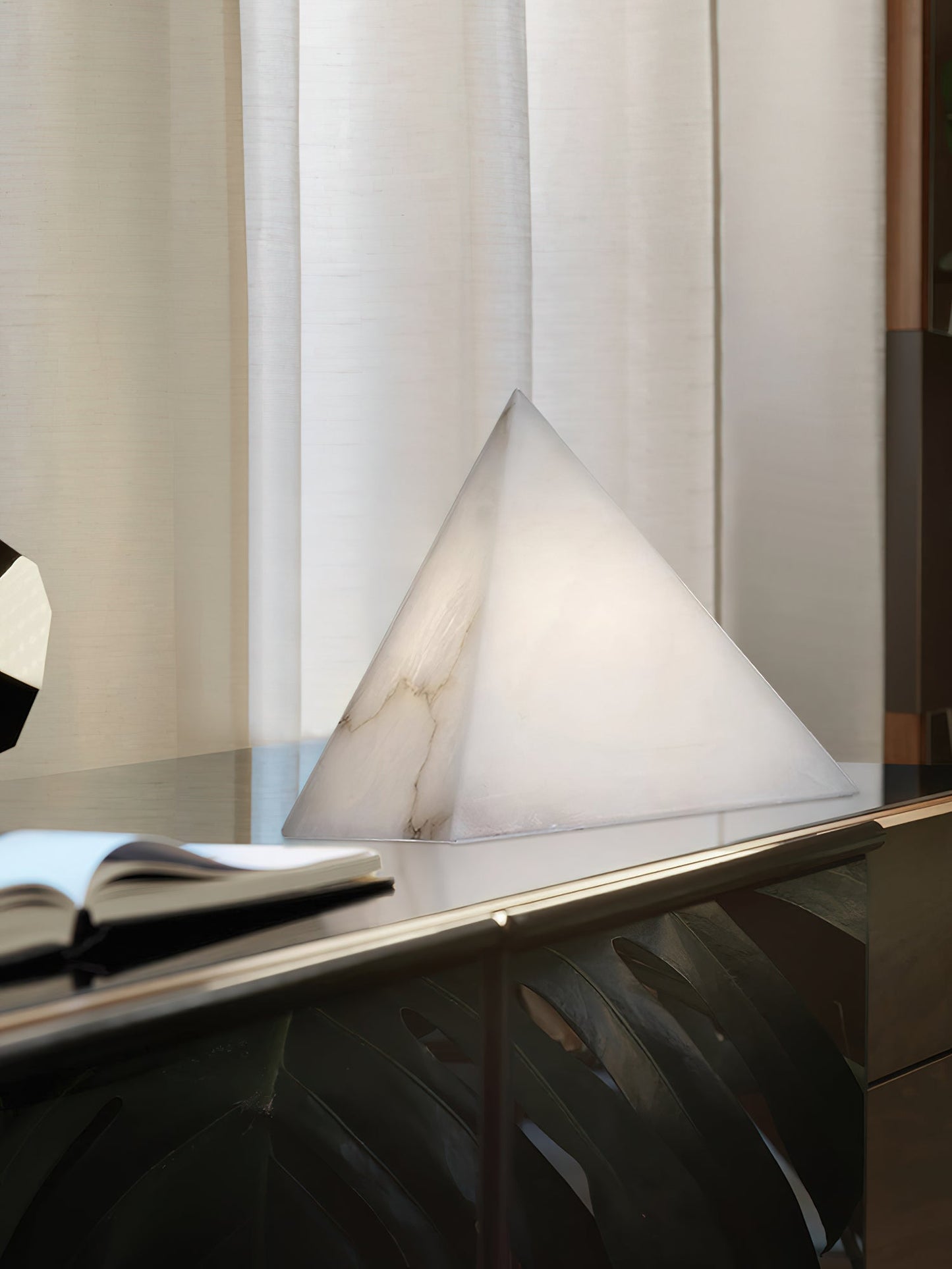 Alabaster Pyramid Table Lamp – Dimmable, view 12