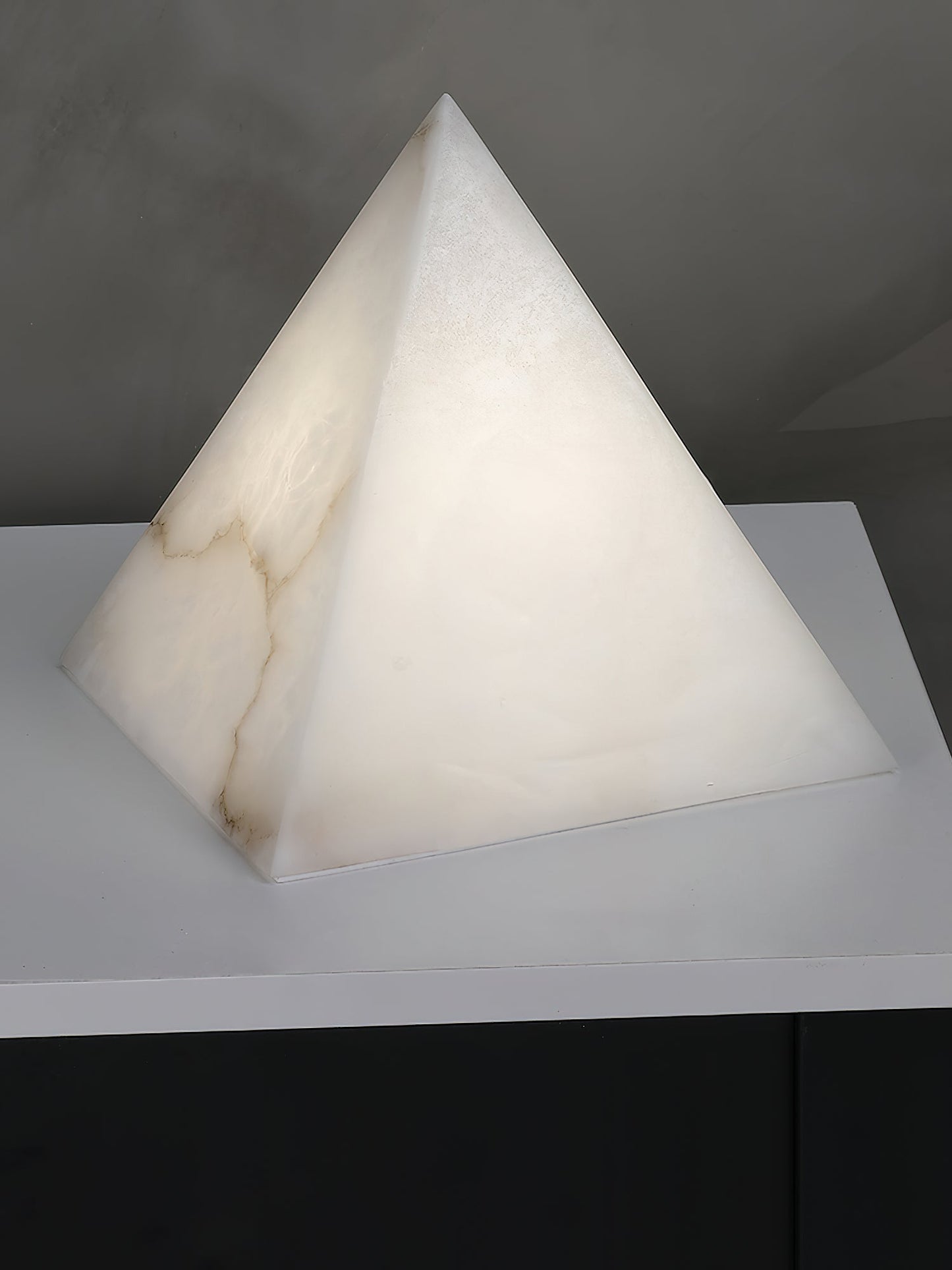 Alabaster Pyramid Table Lamp – Dimmable, view 15