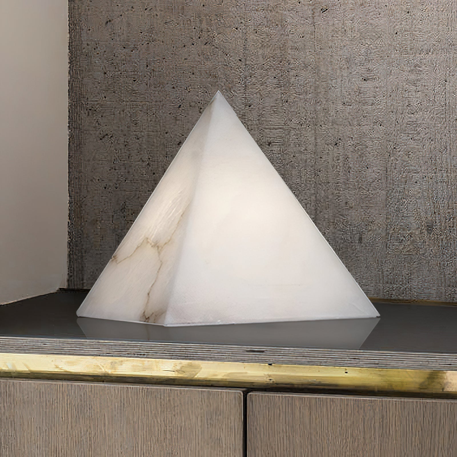 Alabaster Pyramid Table Lamp – Dimmable, alternate view