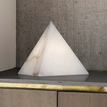 Alabaster Pyramid Table Lamp – Dimmable, alternate view