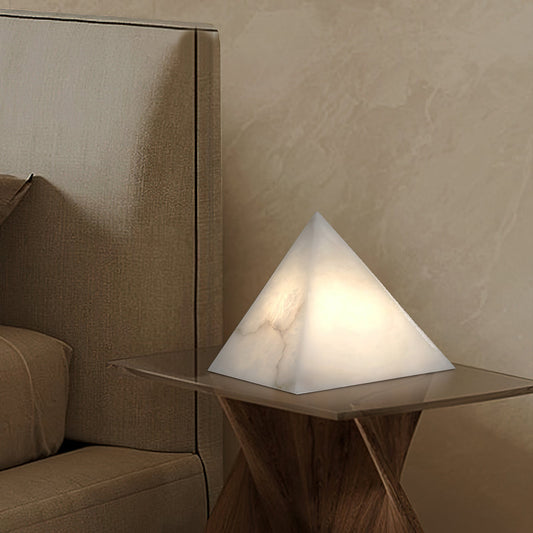 Alabaster Pyramid Table Lamp – Dimmable