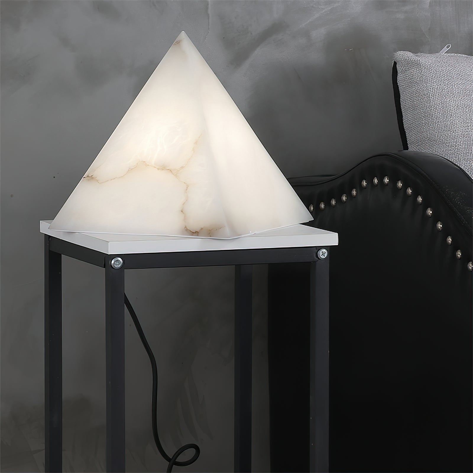 Alabaster Pyramid Table Lamp – Dimmable, view 4