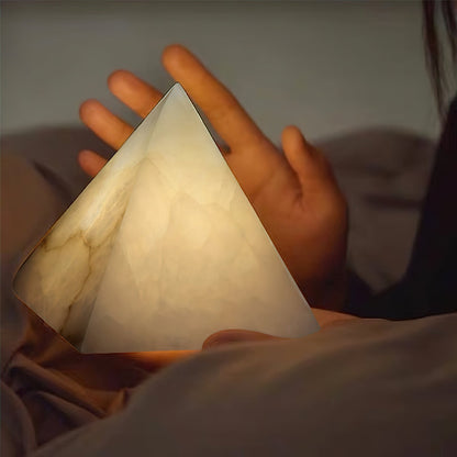 Alabaster Pyramid Table Lamp – Dimmable, view 5