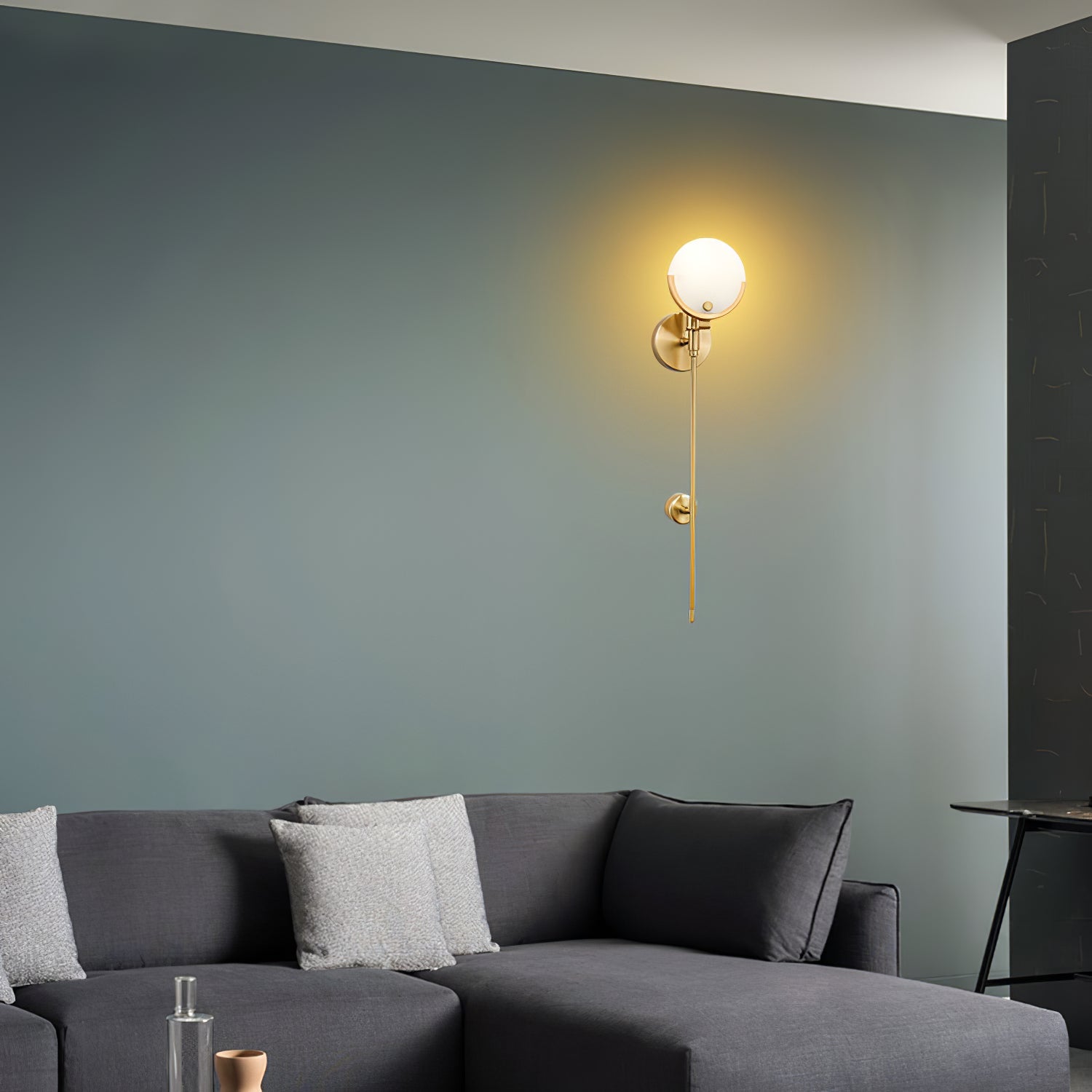 Crescent-Cradle Alabaster Globe Wall Sconce – Dimmable, view 20