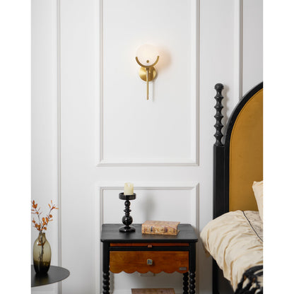 Crescent-Cradle Alabaster Globe Wall Sconce – Dimmable, view 14