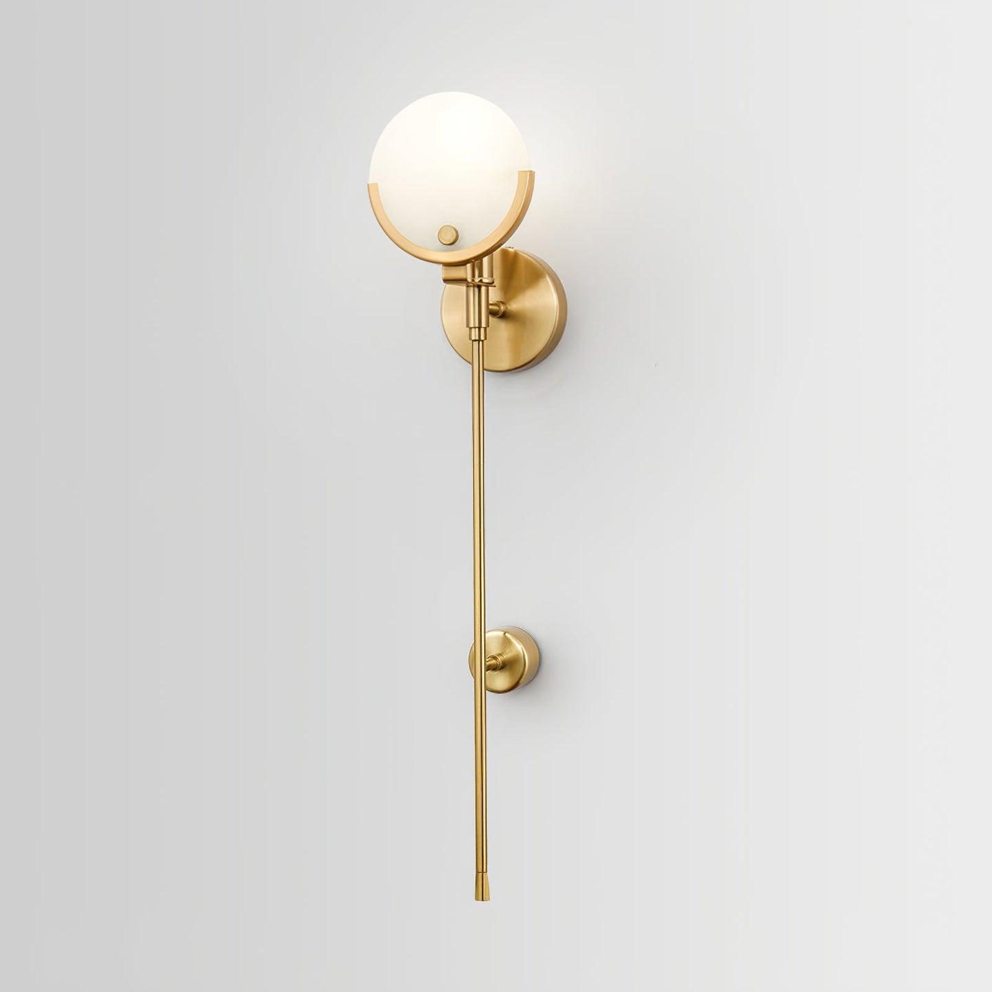 Crescent-Cradle Alabaster Globe Wall Sconce – Dimmable, alternate view
