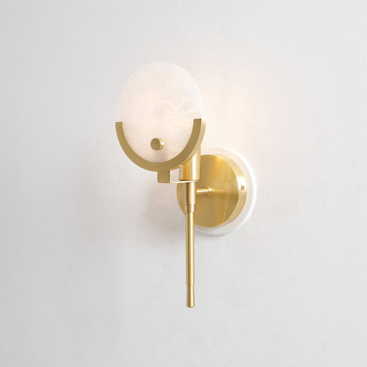 Crescent-Cradle Alabaster Globe Wall Sconce – Dimmable