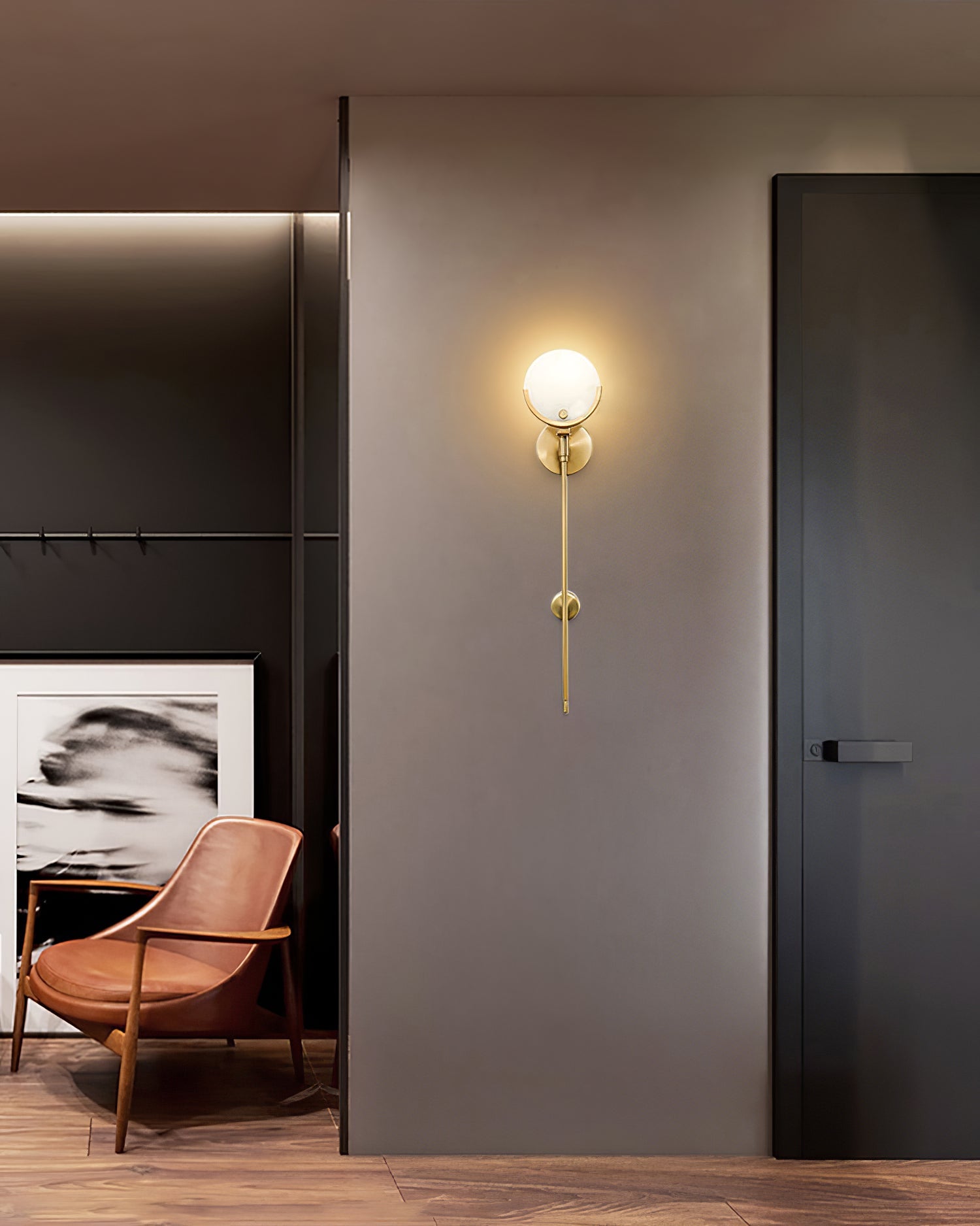 Crescent-Cradle Alabaster Globe Wall Sconce – Dimmable, view 26