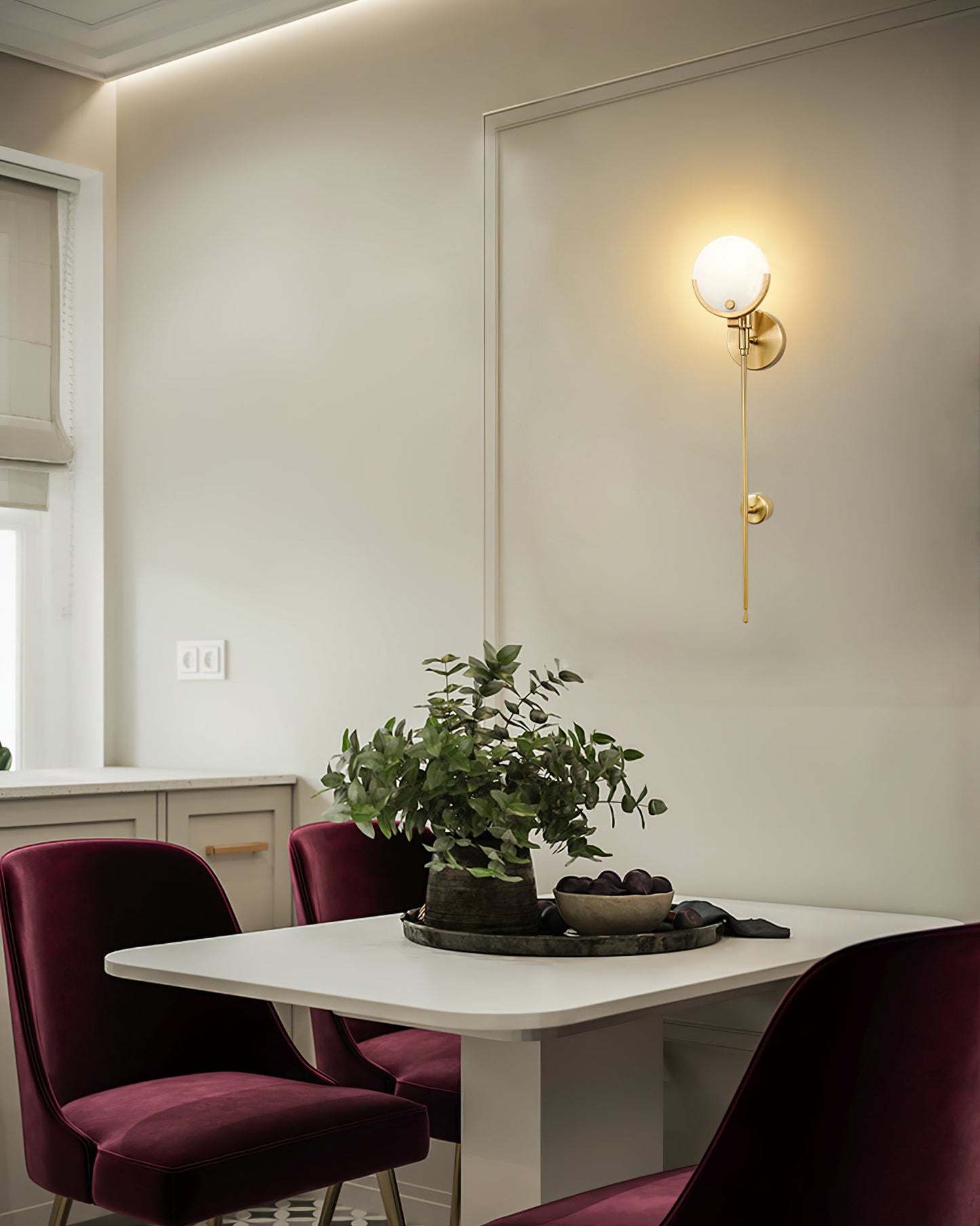 Crescent-Cradle Alabaster Globe Wall Sconce – Dimmable, view 27