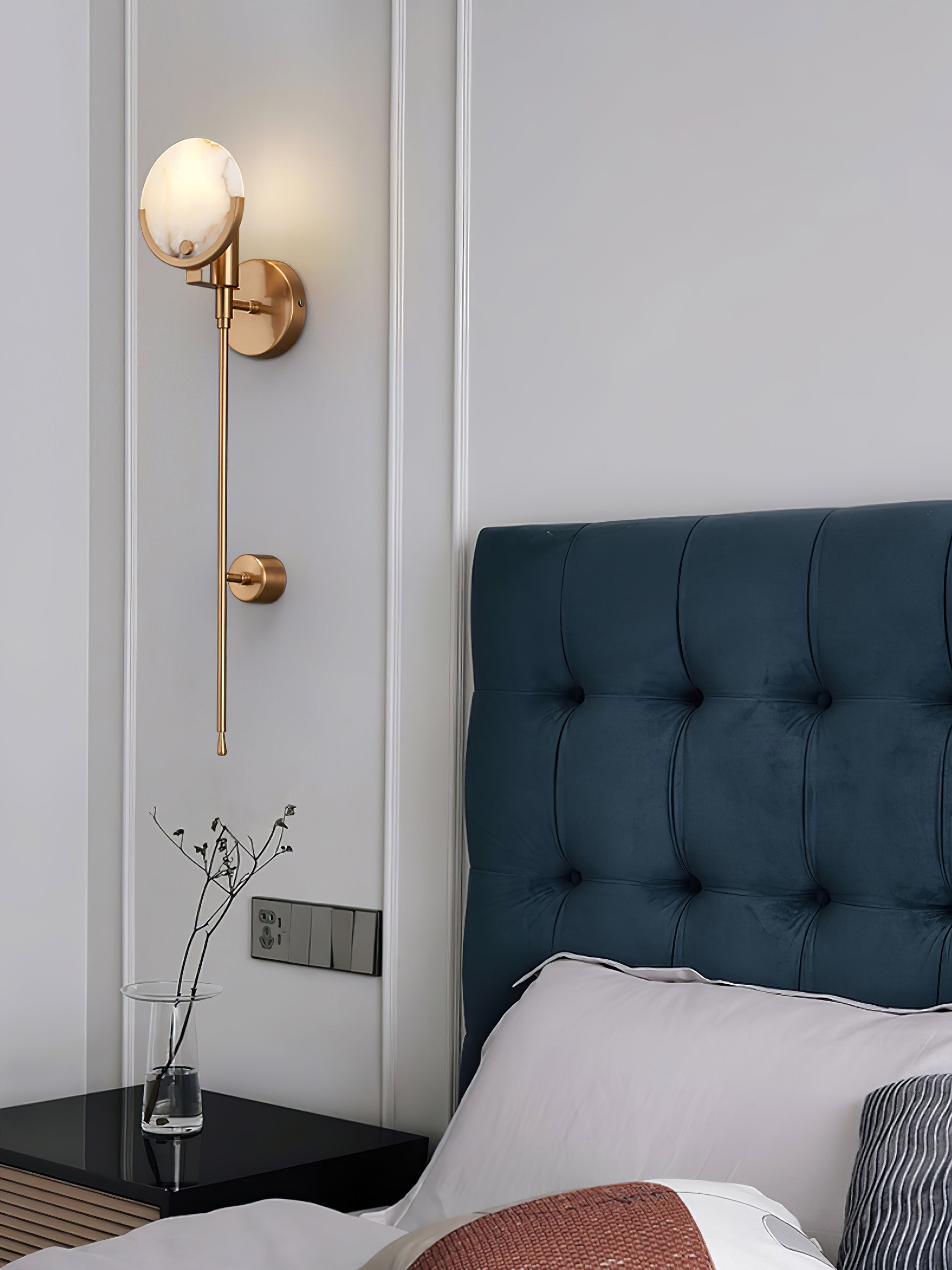 Crescent-Cradle Alabaster Globe Wall Sconce – Dimmable, view 28