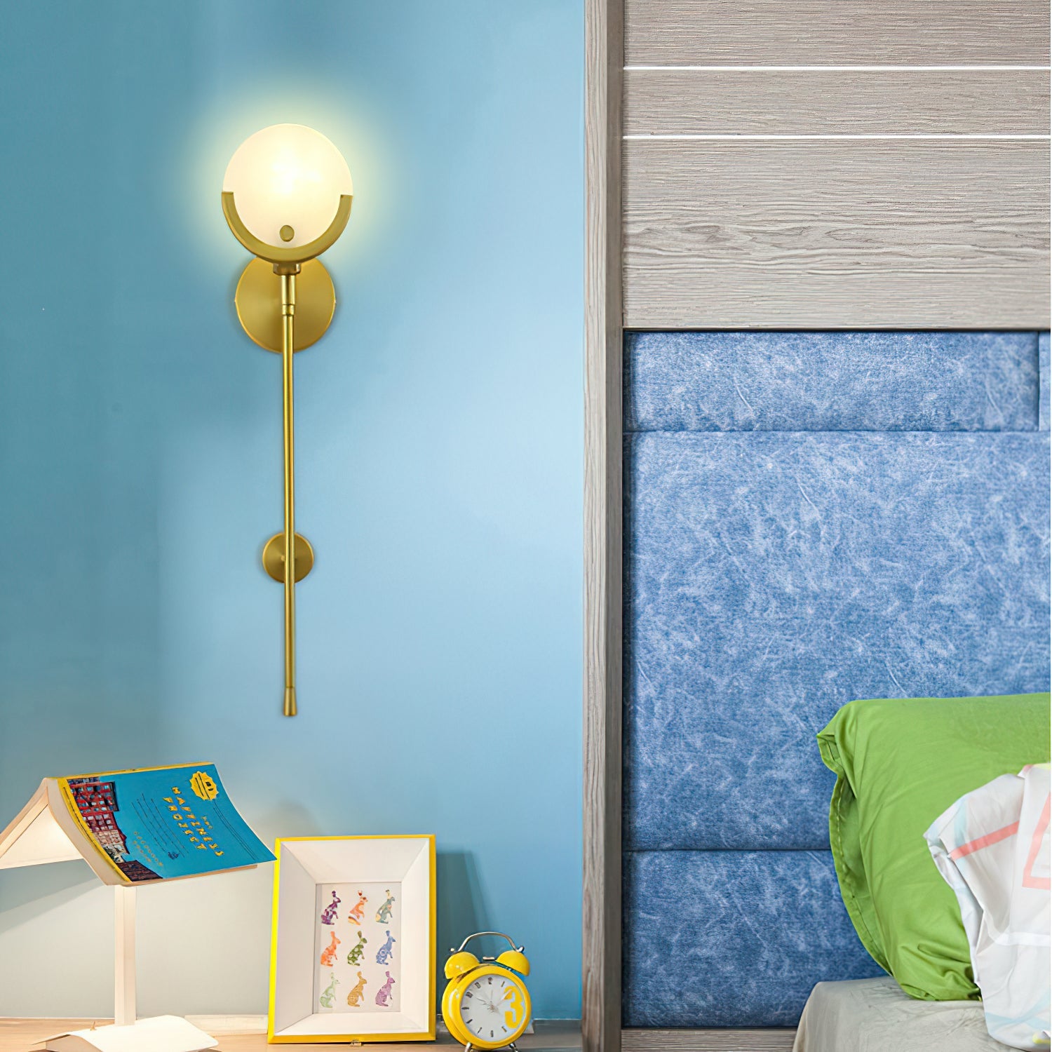 Crescent-Cradle Alabaster Globe Wall Sconce – Dimmable, view 22