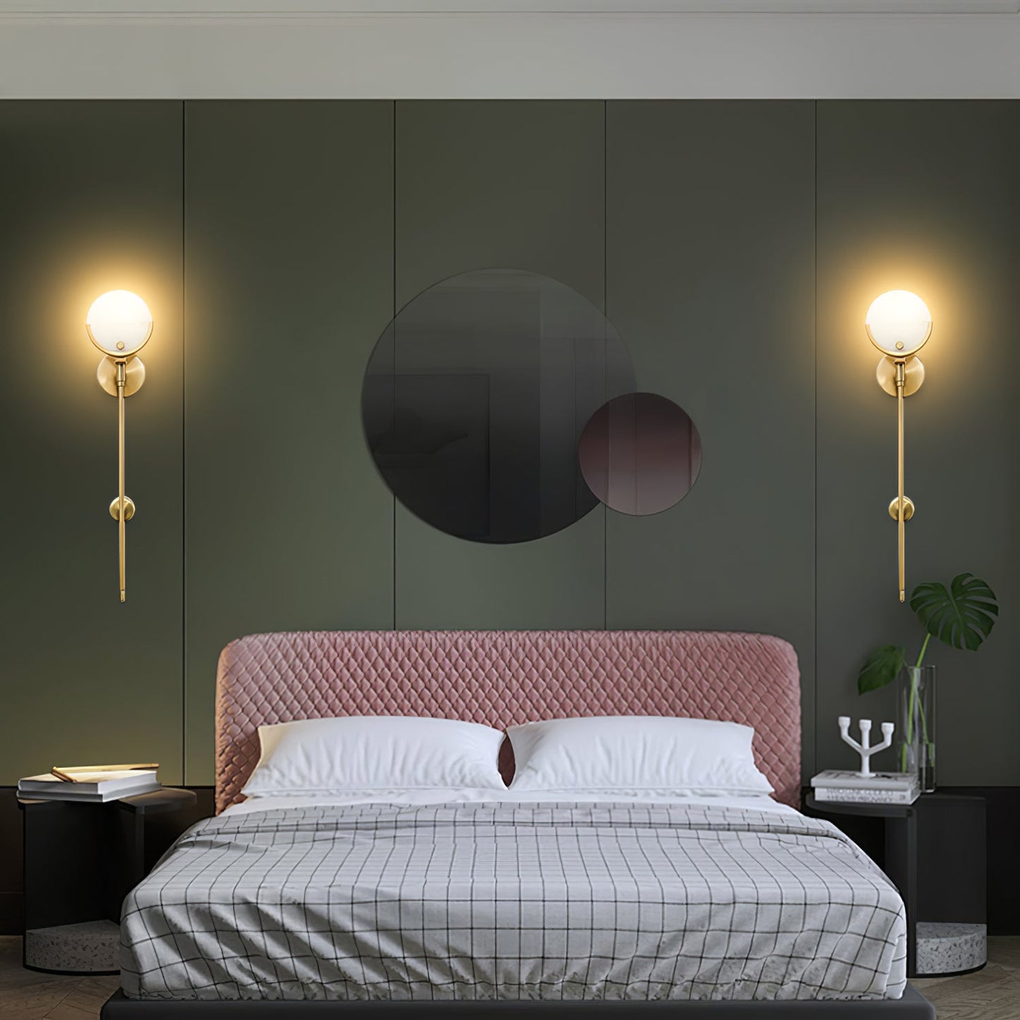 Crescent-Cradle Alabaster Globe Wall Sconce – Dimmable, view 16