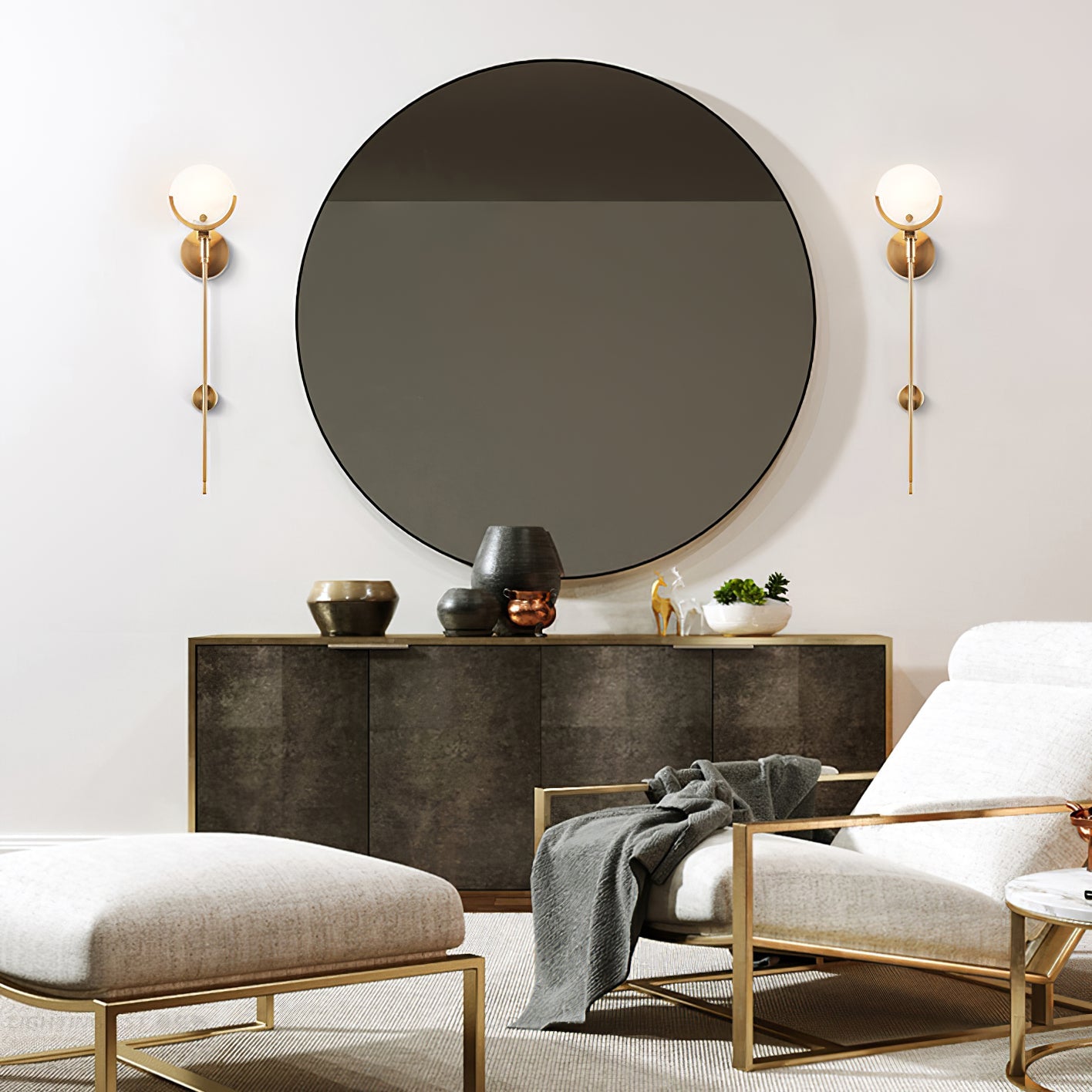 Crescent-Cradle Alabaster Globe Wall Sconce – Dimmable, view 19