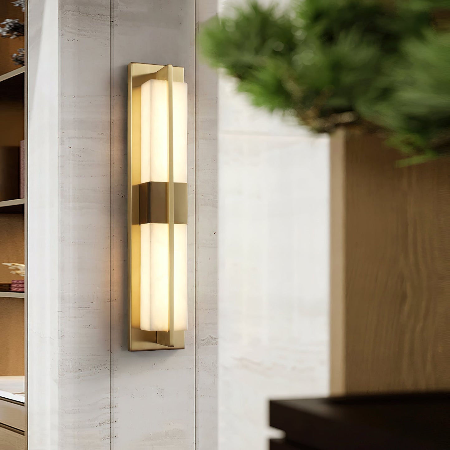 Cecily LED Alabaster Sconce, view 6