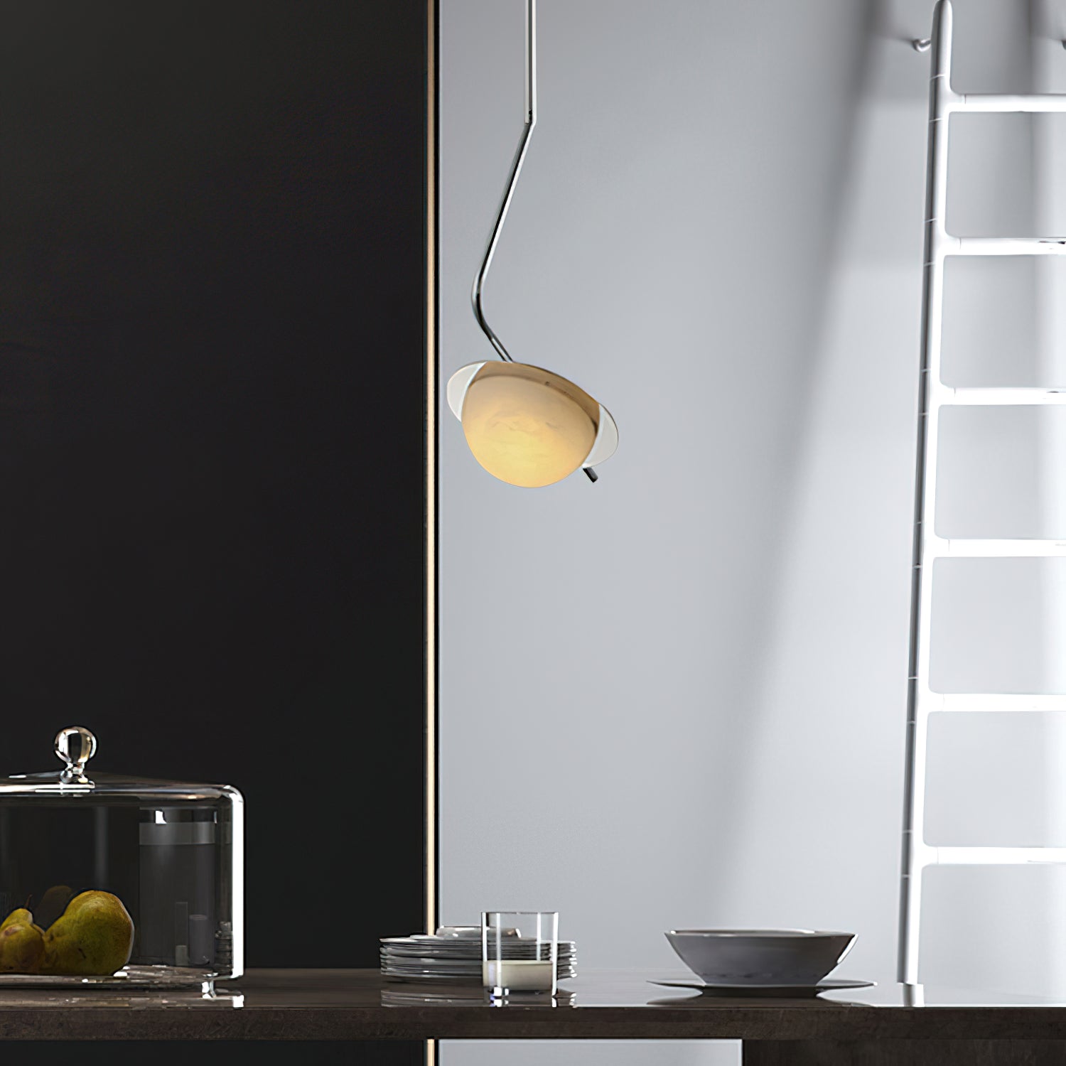 Chic Luminance Alabaster Pendant Light, alternate view