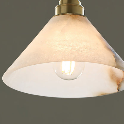 Conical Brass Alabaster Pendant Lamp, view 8